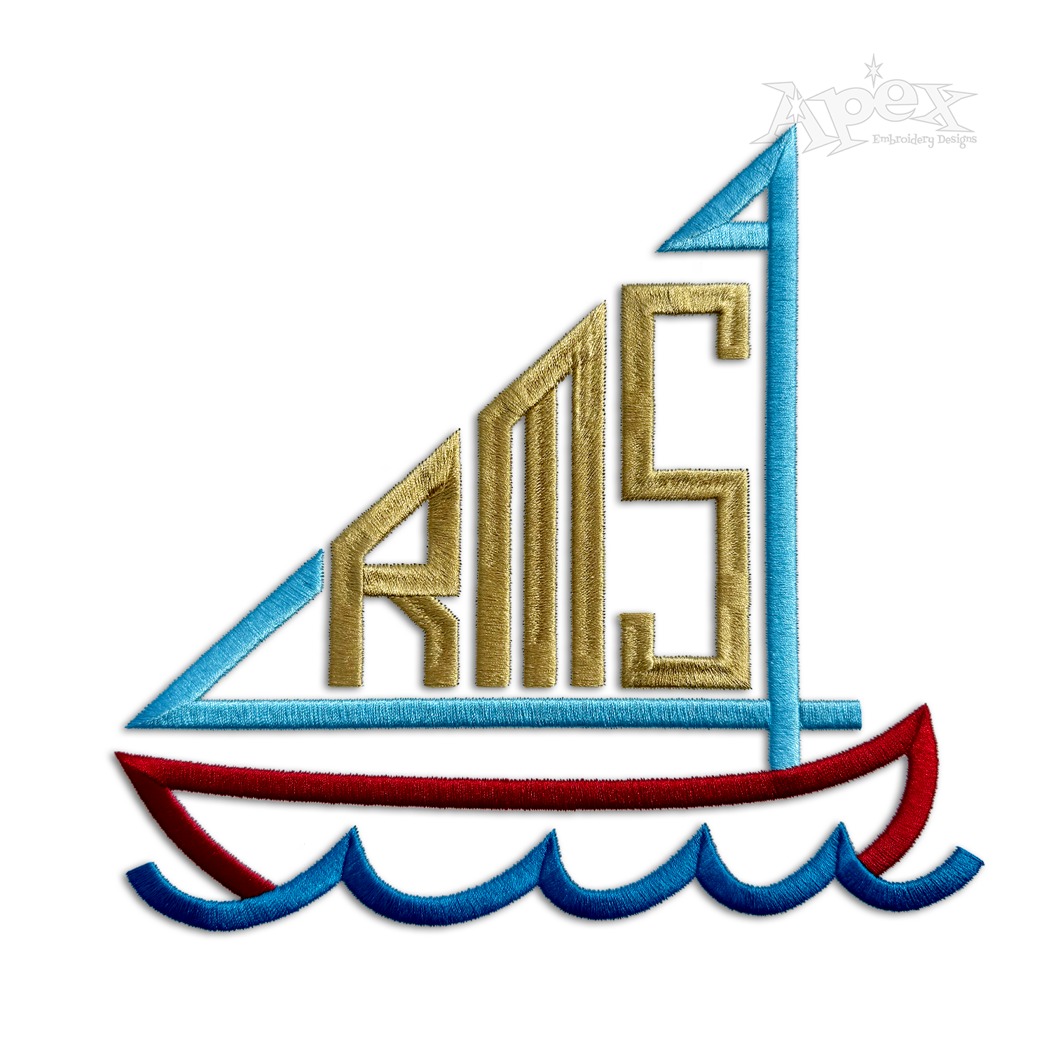 Sail Boat Monogram Embroidery Font by Apex Digitized