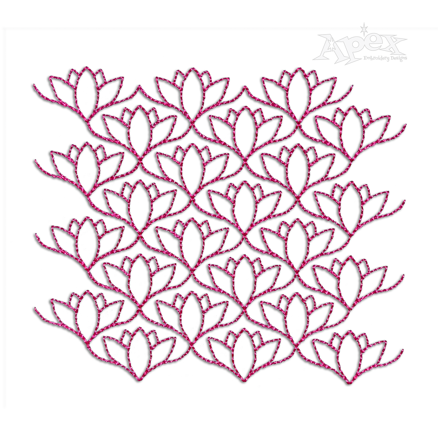 Lotus Flower Seamless Edge to Edge Quilt Block Embroidery Designs art