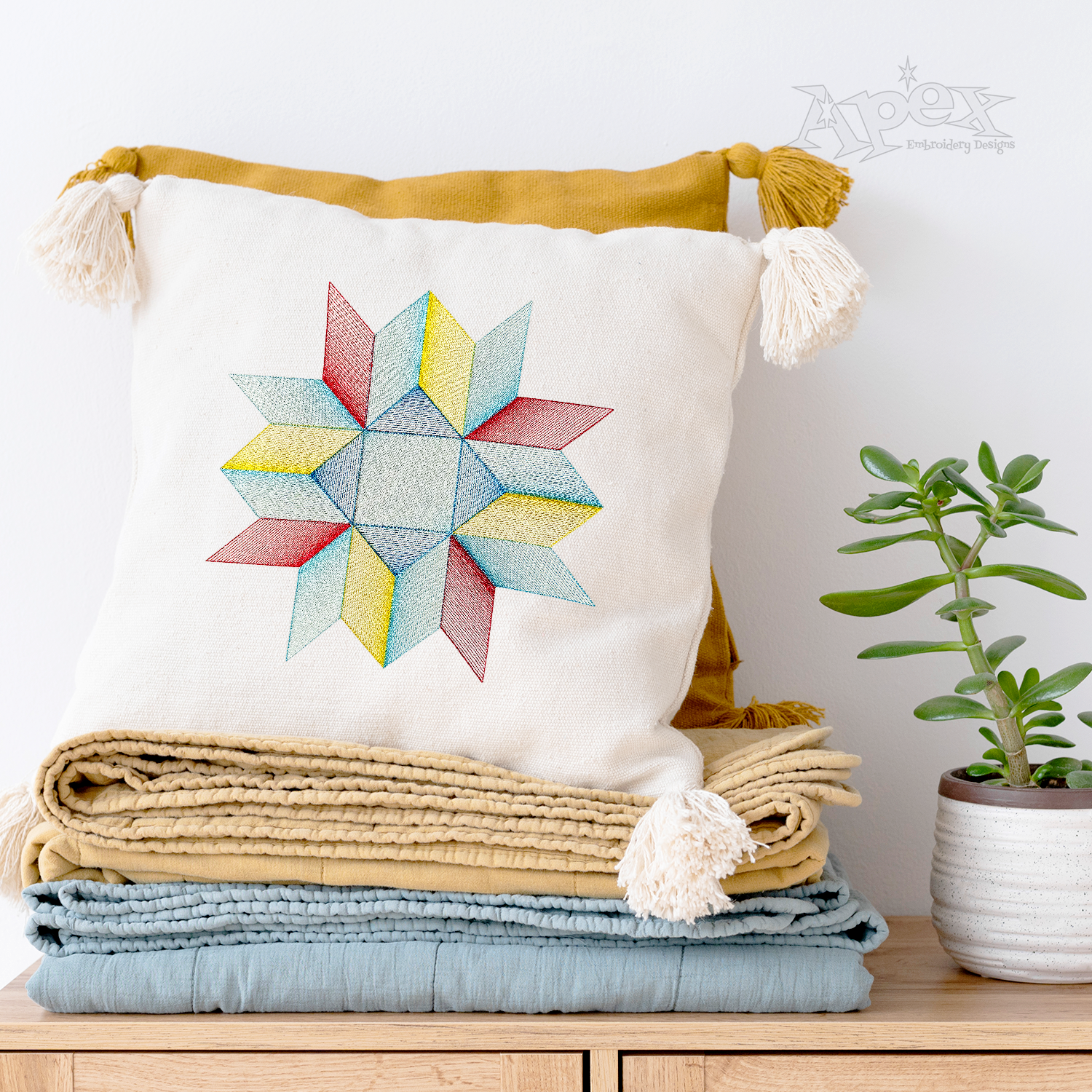 Geometric Pattern Quilt Block Embroidery Design | Apex