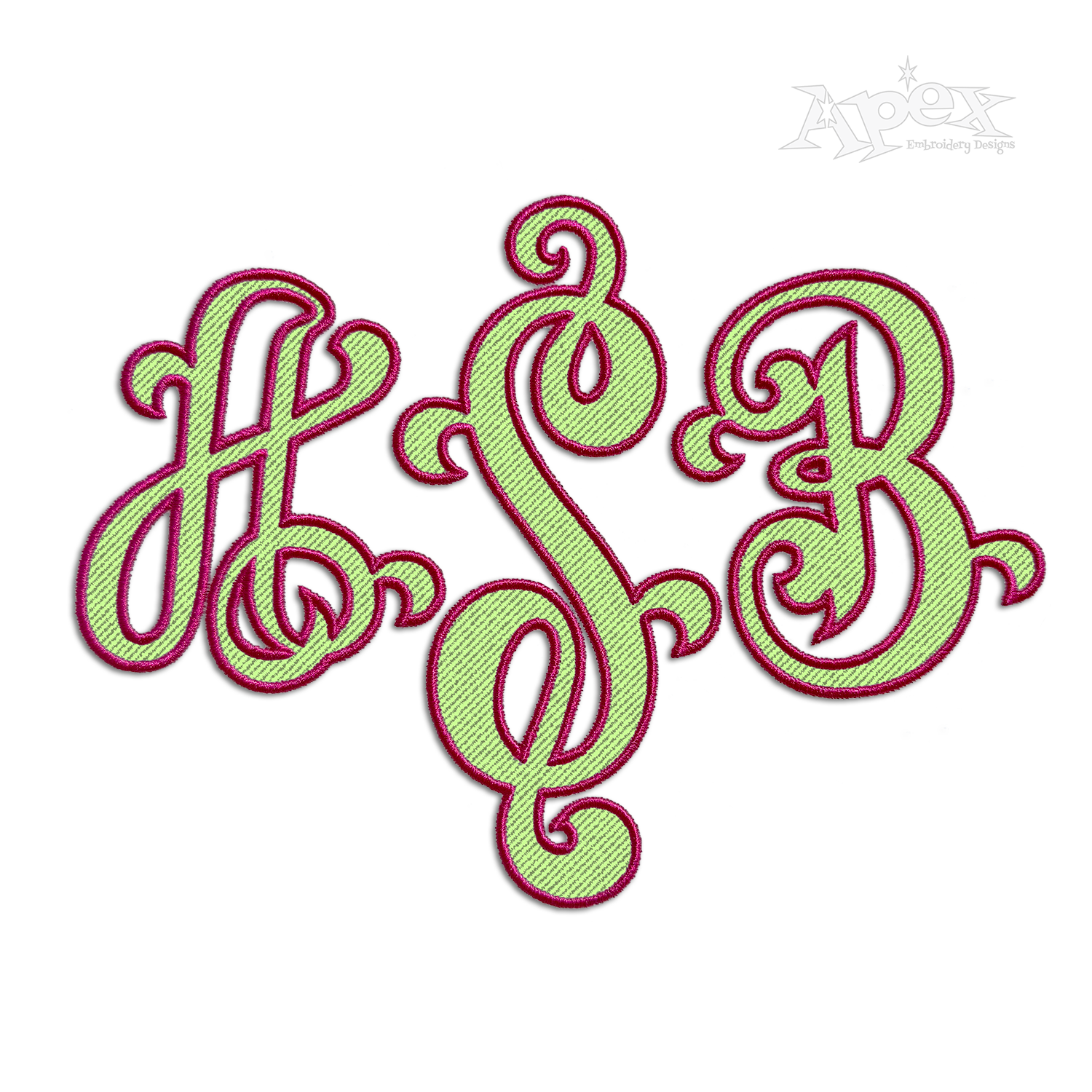 Vinoy Large Applique Monogram Machine Embroidery Font