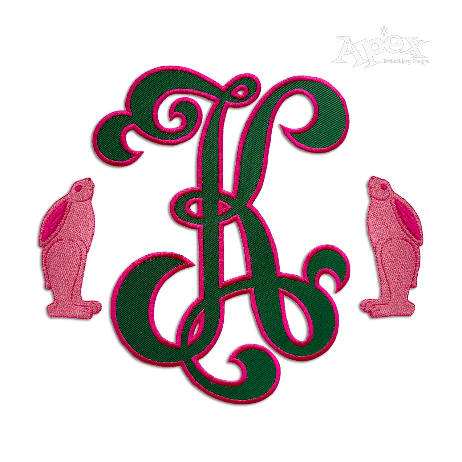 Vinoy Applique Monogram Embroidery Font by Apex rabbit