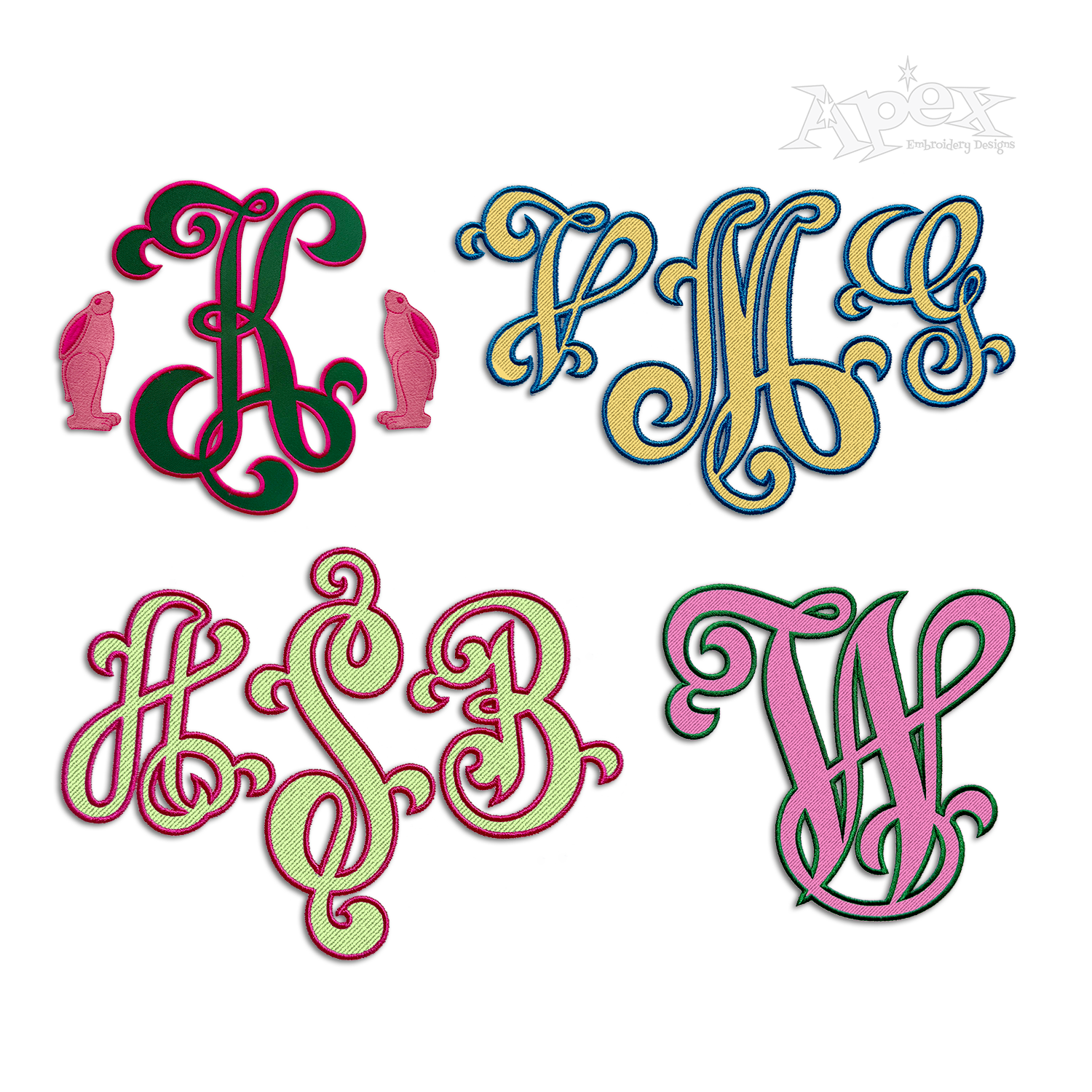 Vinoy Applique Monogram Embroidery Font by Apex All