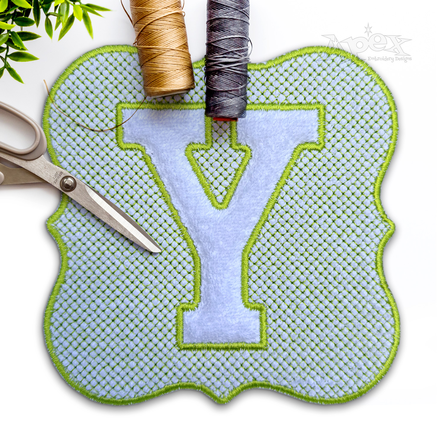 Embossed Frame Machine Embroidery Font by Apex y
