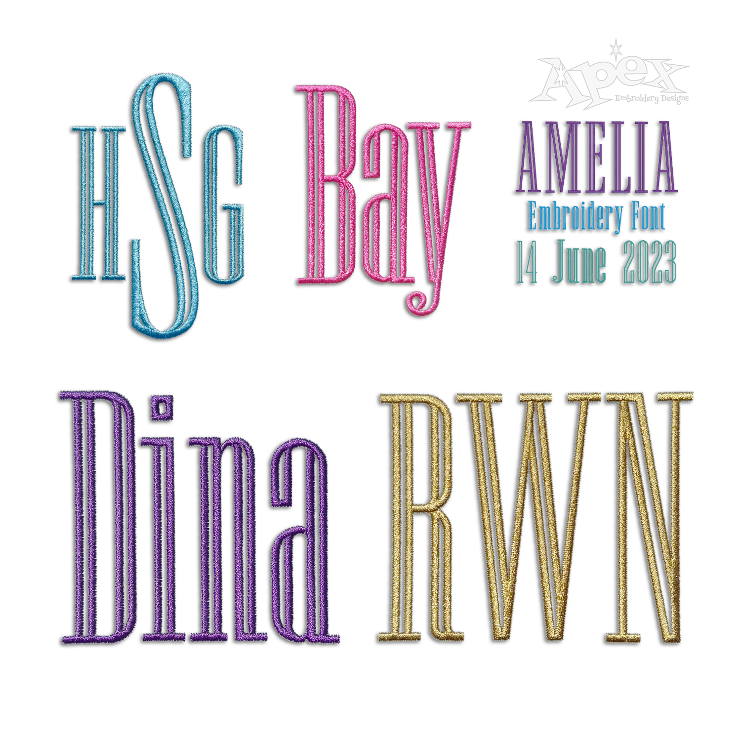 Amelia Machine Embroidery Font By Apex