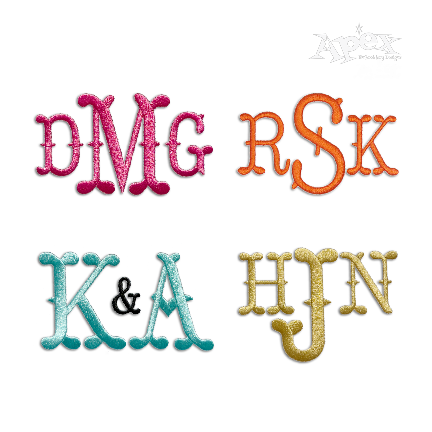 Aretha Machine Embroidery Font by Apex Digitizing
