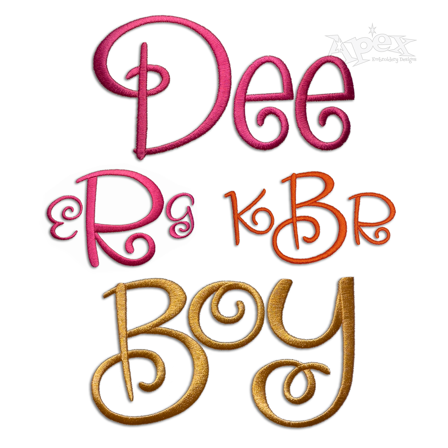 Augusta Curlz Machine Embroidery Font by Apex All