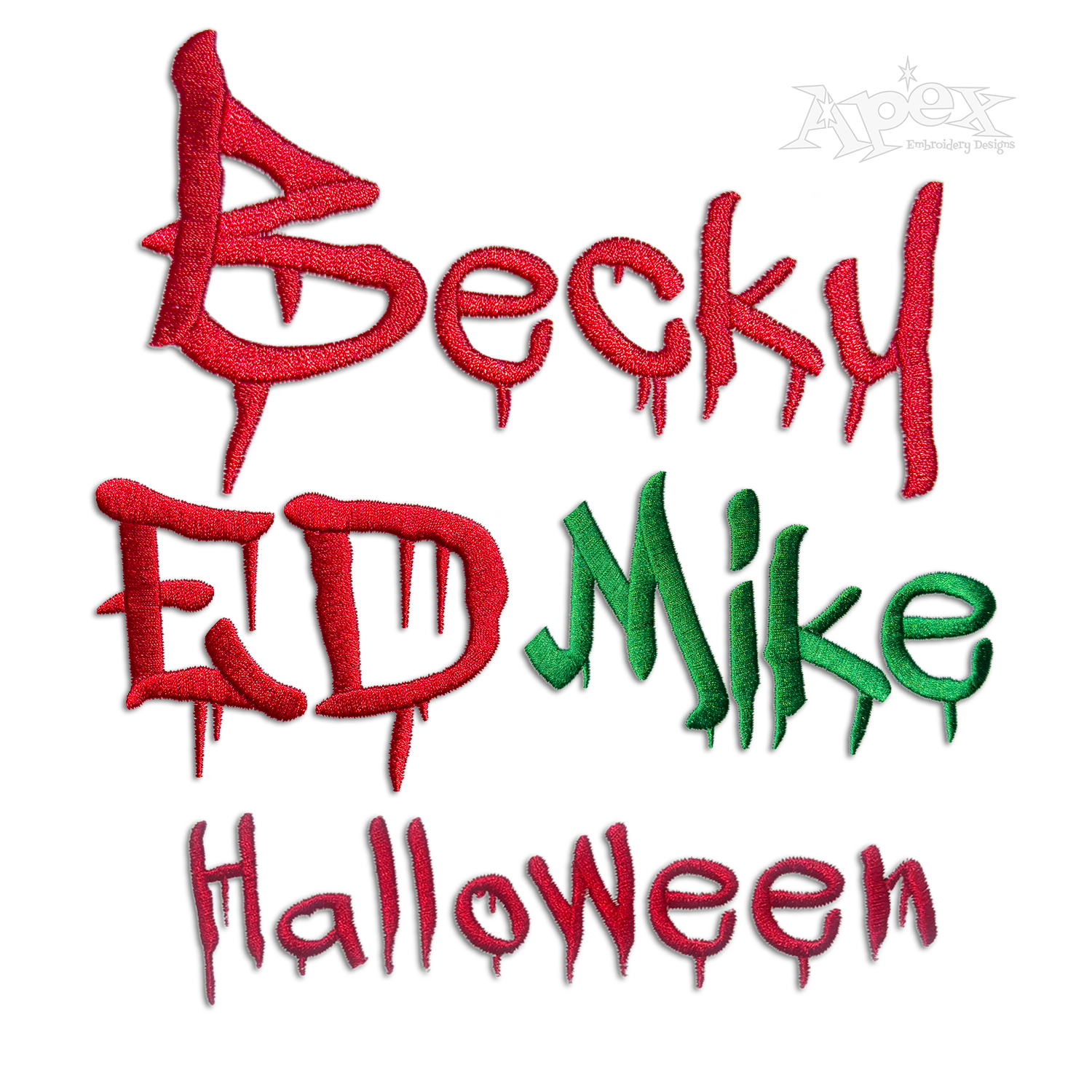 Blood Dripping Halloween Machine Embroidery Font by Apex All
