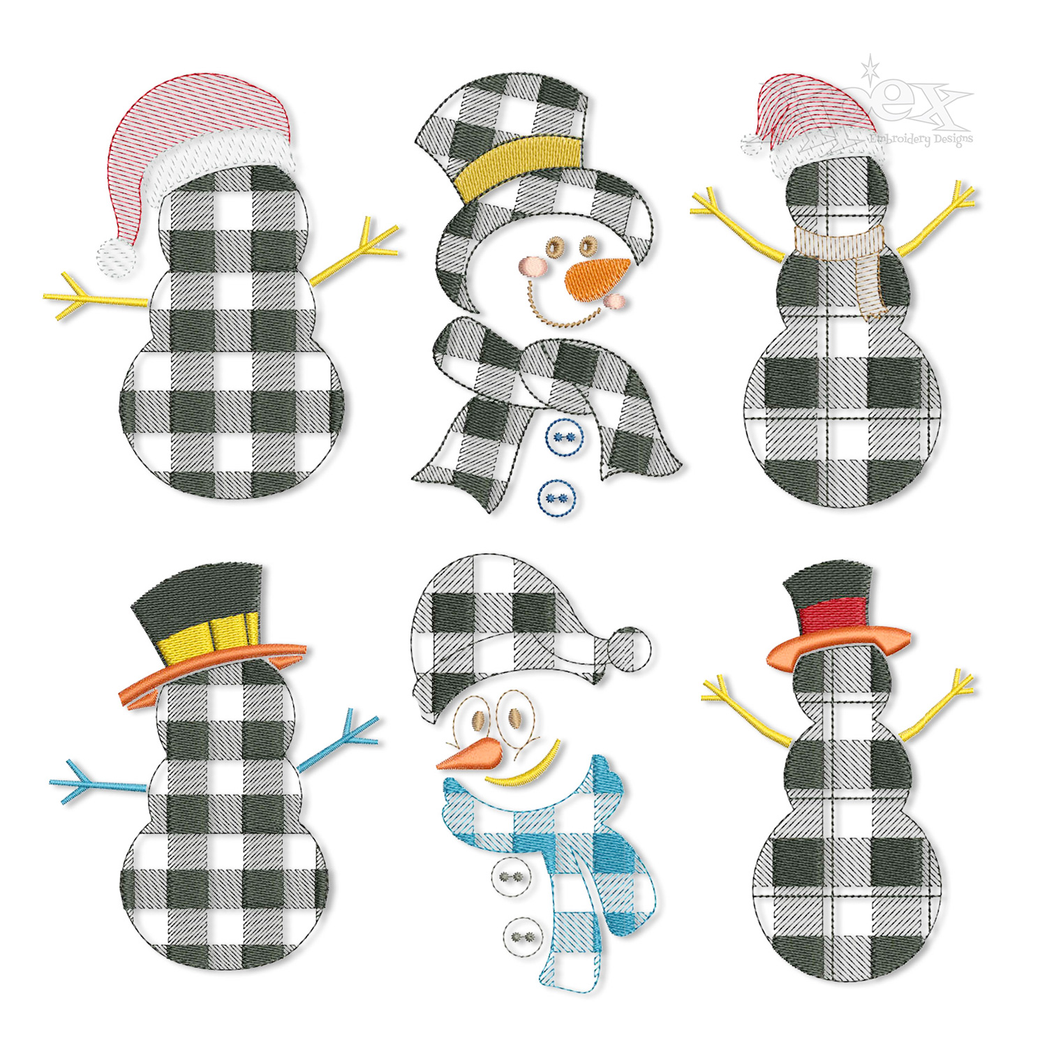 Buffalo Tartan Plaid Snowman Machine Embroidery Designs by Apex All