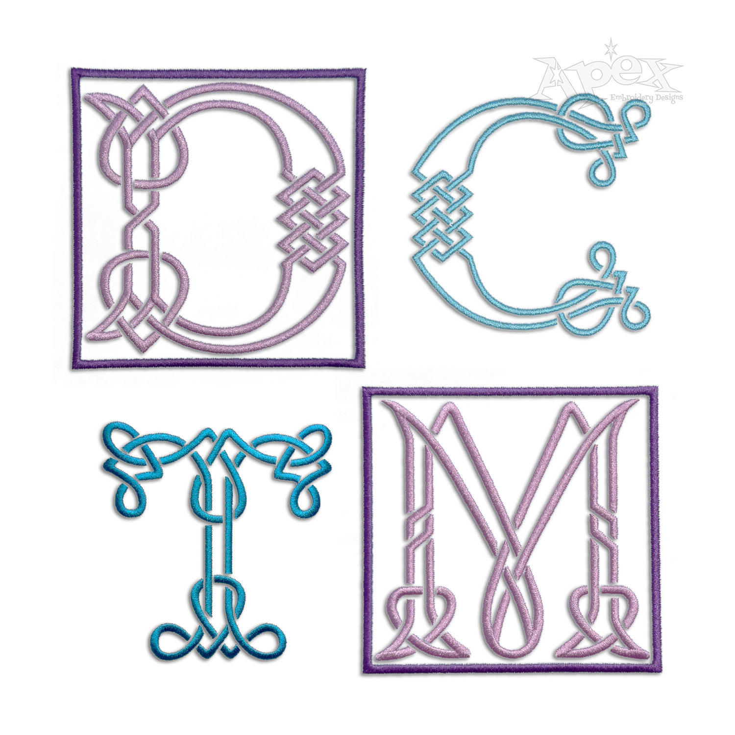 Irish Celtic Knots Machine Embroidery Font Letters - Apex