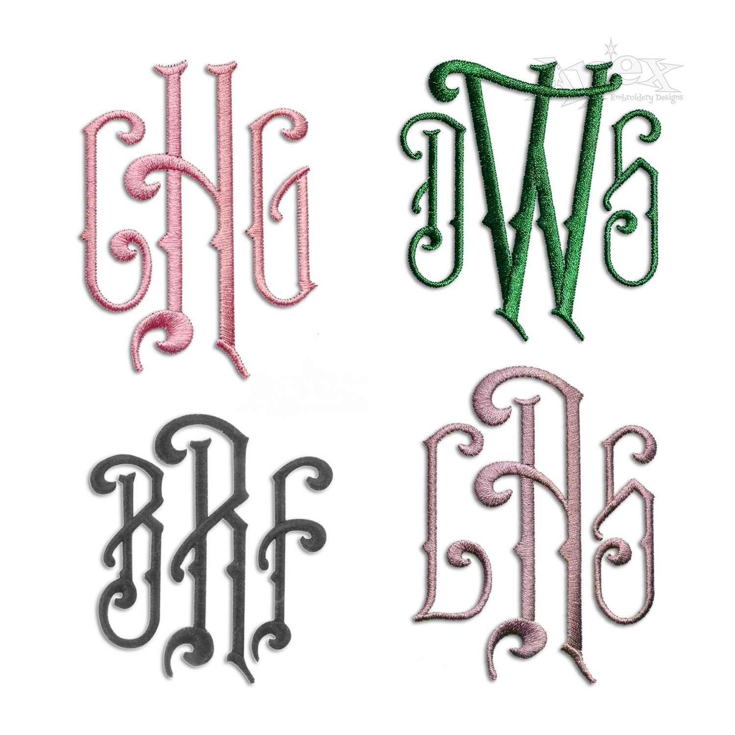 Charleston Monogram Machine Embroidery Font by Apex Digitized All