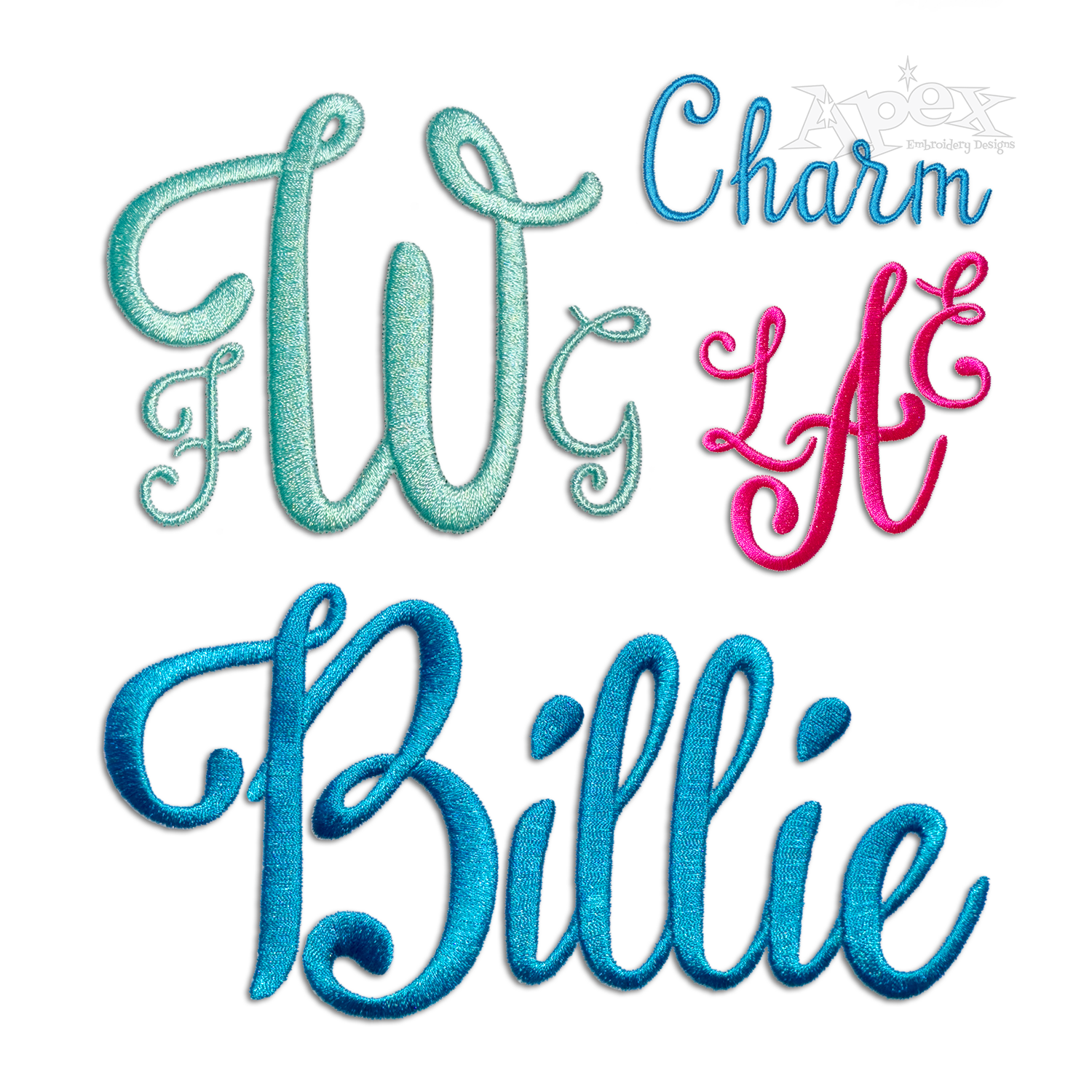 Charm Script Machine Embroidery Font by Apex All