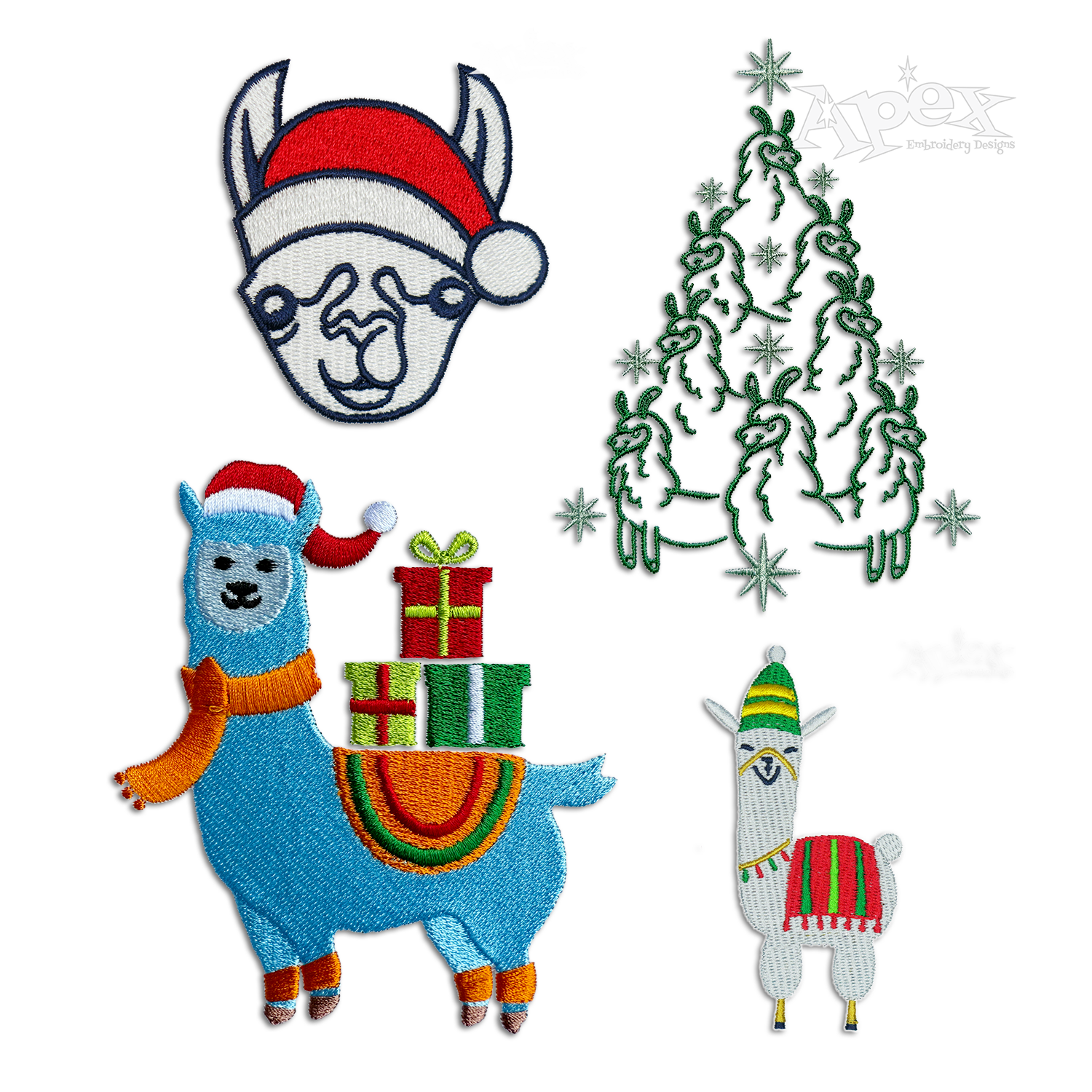 Christmas Alpaca Llama Machine Embroidery Designs by Apex All