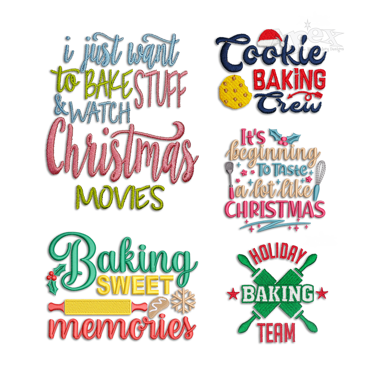 Christmas Holiday Cookies Baking Crew Sayings Embroidery Designs All