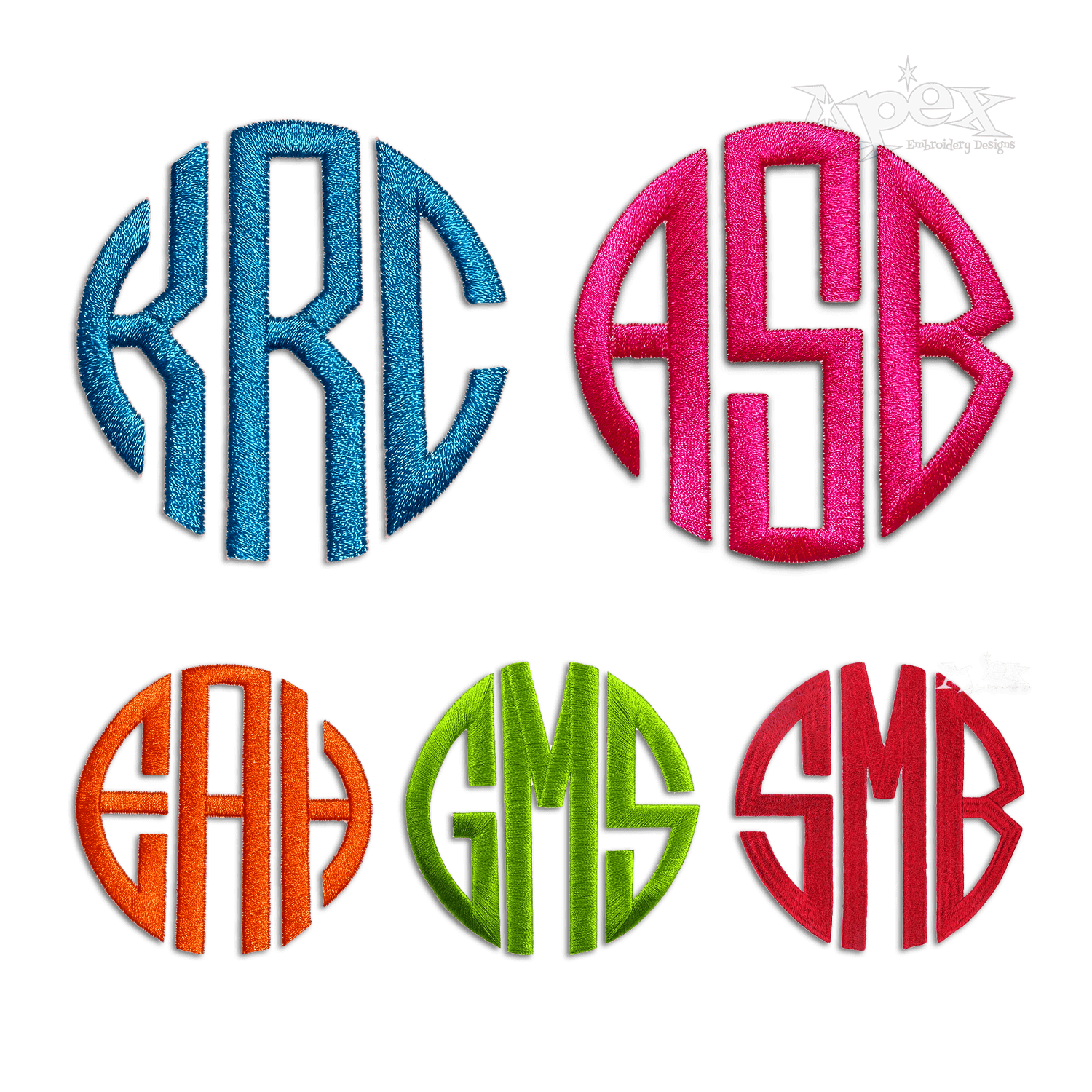 Full Round Circle Machine Embroidery Font by Apex All