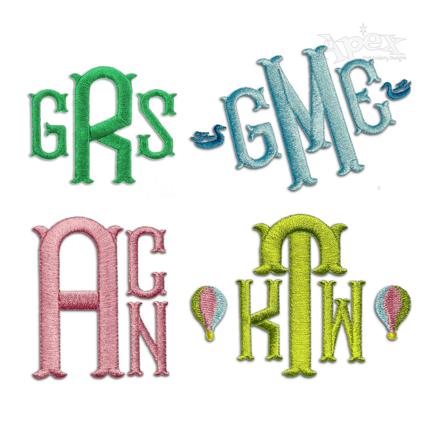 Dimples Monogram Machine Embroidery Font by Apex