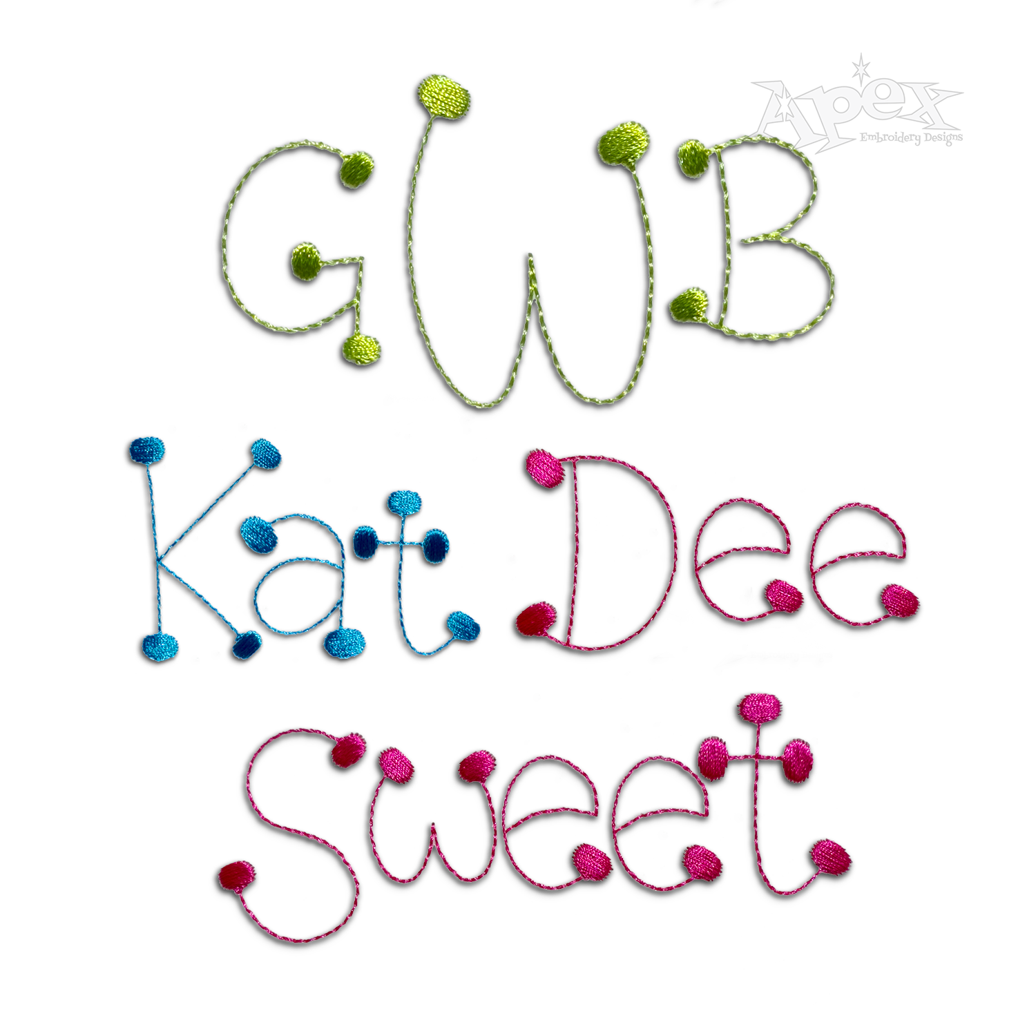 Polka Dot Stitch Handwritten Embroidery Font