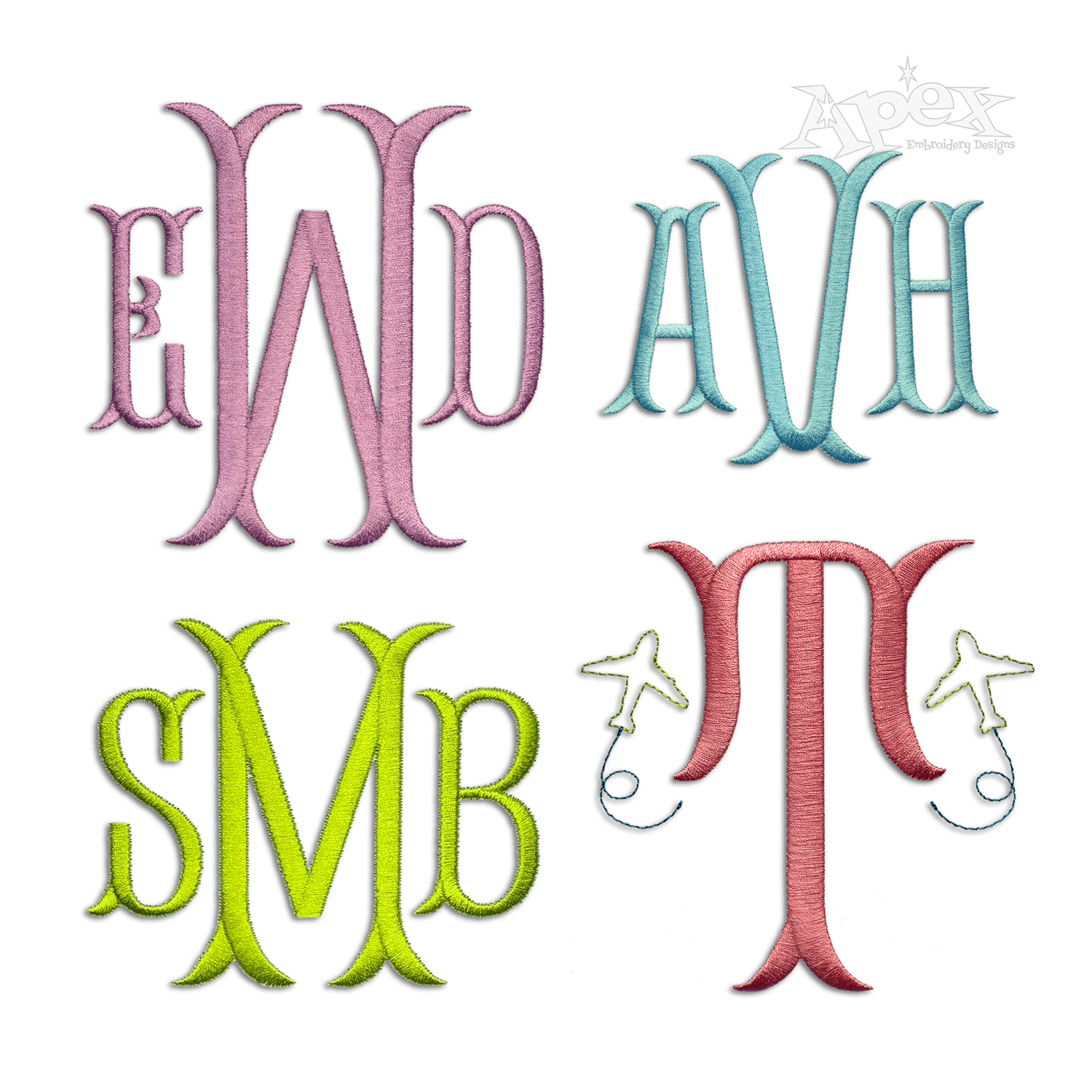 Fishtail Machine Embroidery Font Letters by Apex digitizing