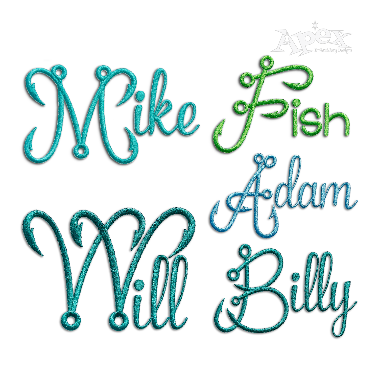 Hooks Fishing Lure Alphabet Fun Machine Embroidery Font - Apex All