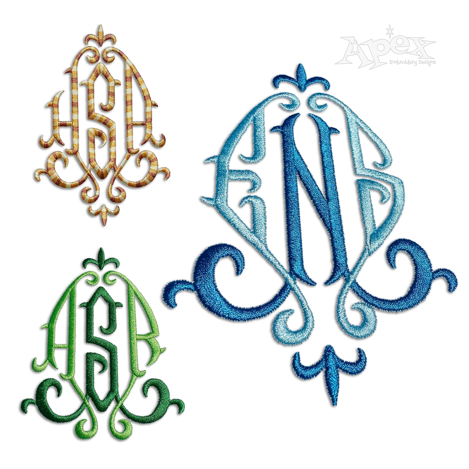 Fleur Monogram Machine Embroidery Font by Apex Digitizing