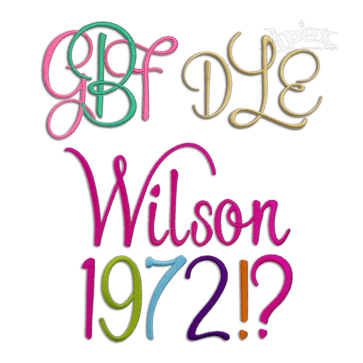 Grace Script Machine Embroidery Font by Apex All