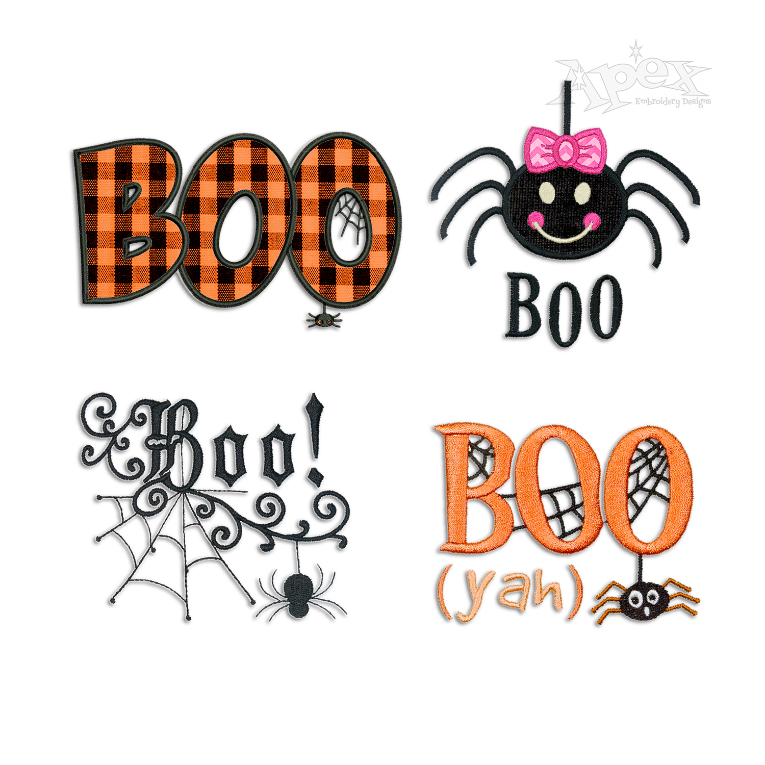 Halloween Spider Web Boo Machine Applique and Embroidery Designs by Apex