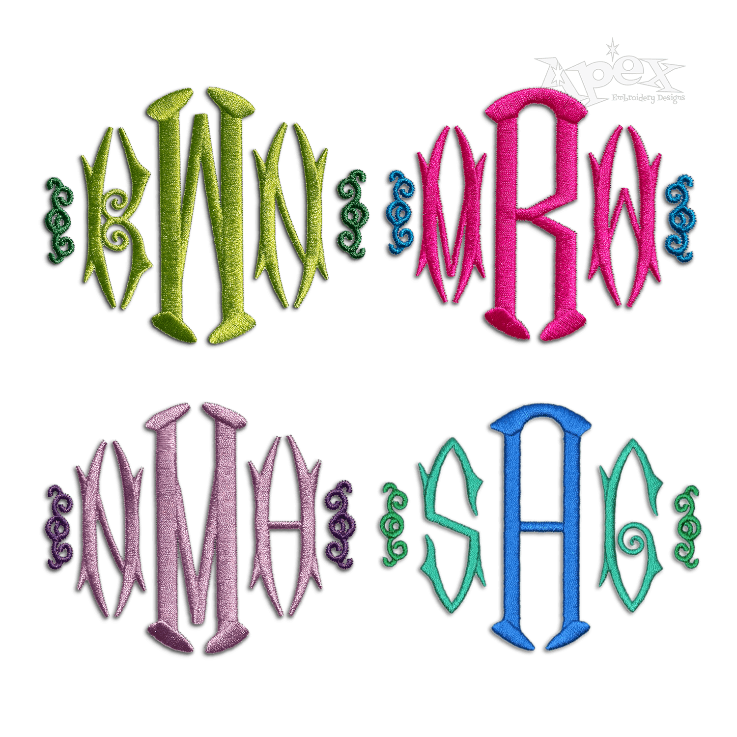 Hampton Monogram Machine Embroidery Font by Apex All Digitized