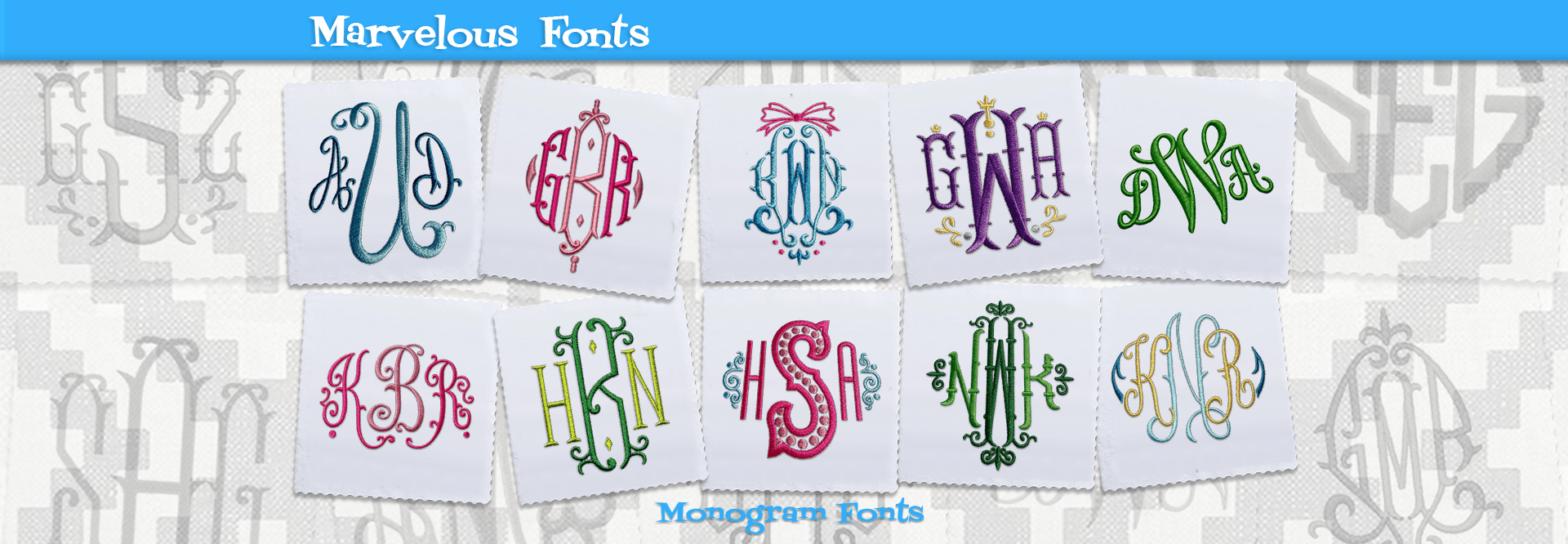 Apex Monogram Embroidery Fonts