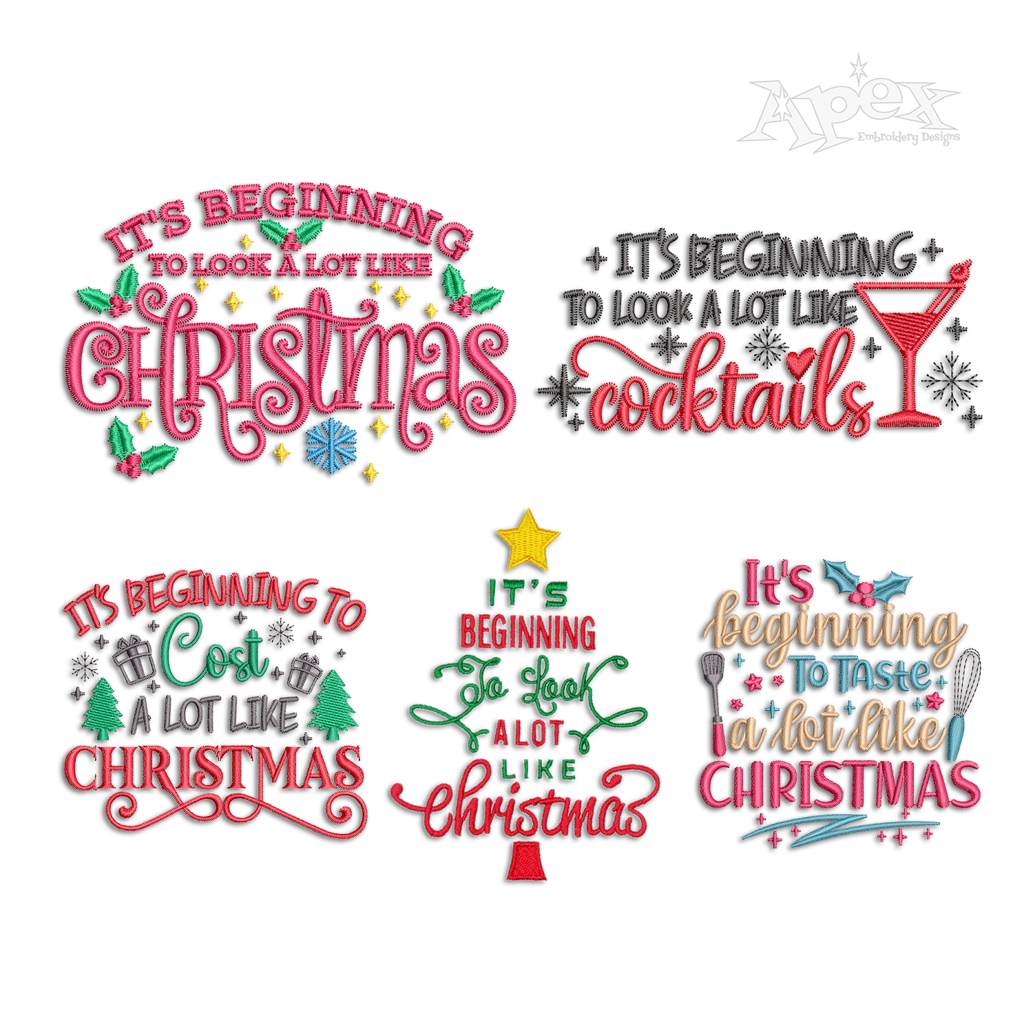 It's Beginning to Look a Lot Like Christmas Machine Embroidery Designs Apex