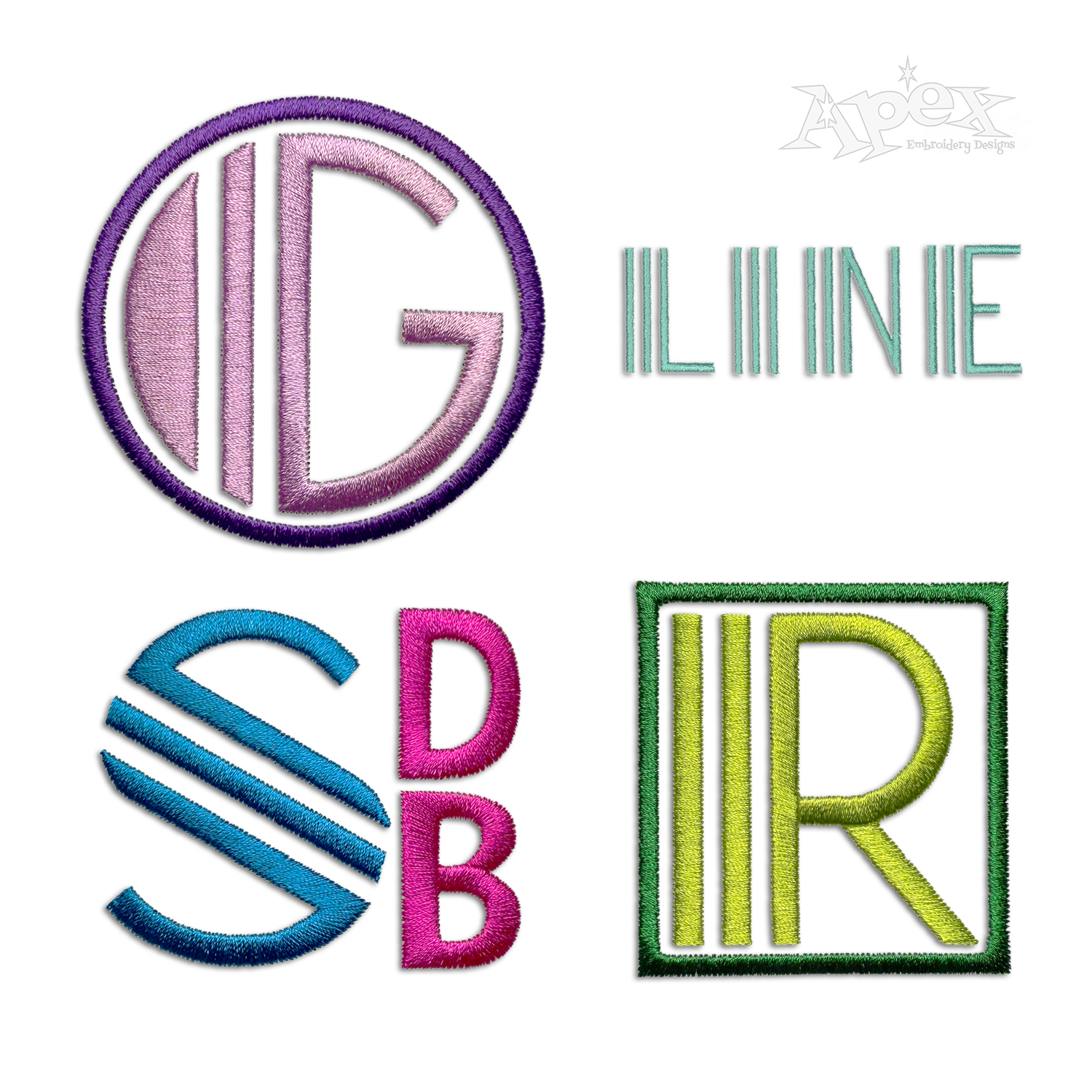 Jazzy Stripe Machine Embroidery Font by Apex