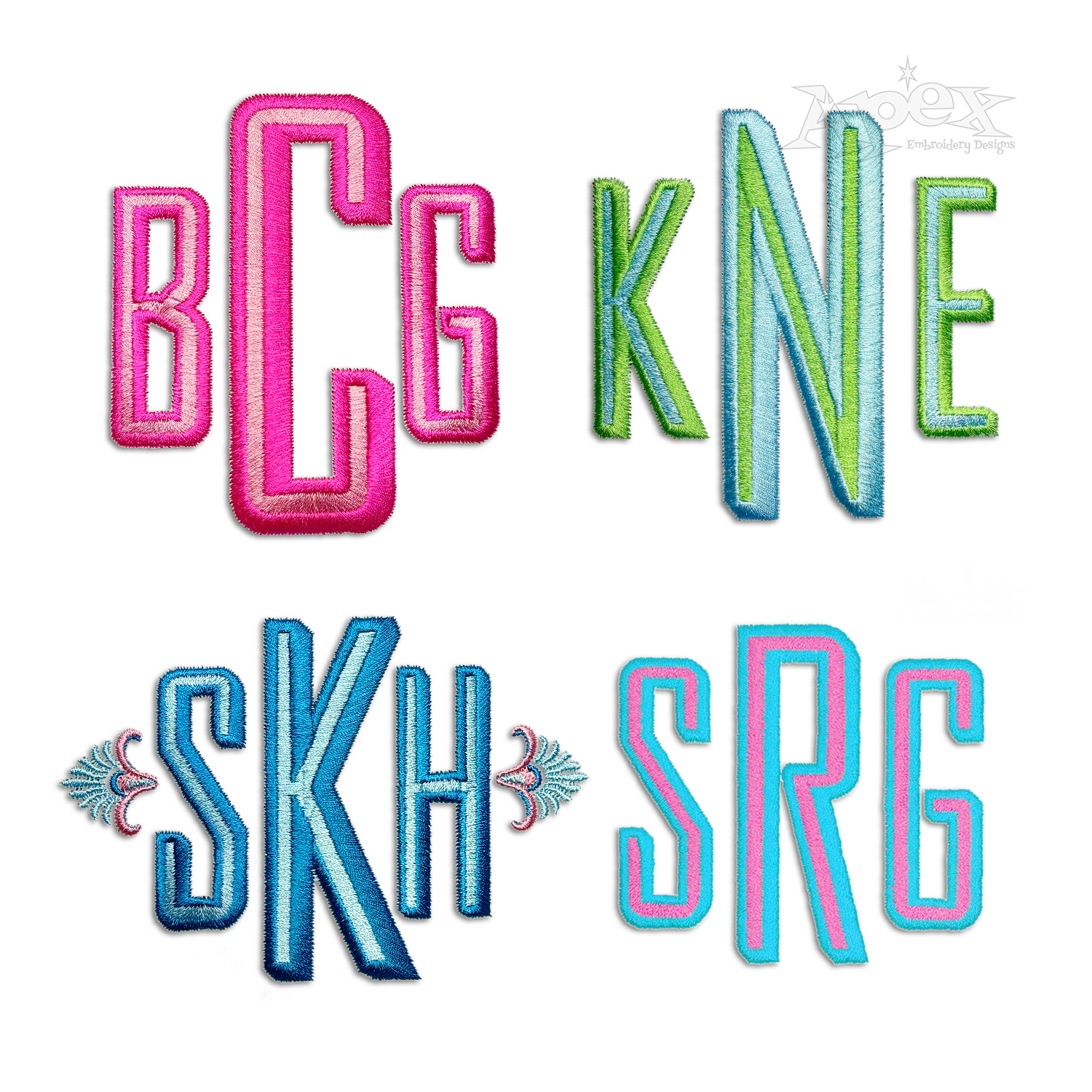 Maxwell Slim Block Machine Embroidery Font - Apex