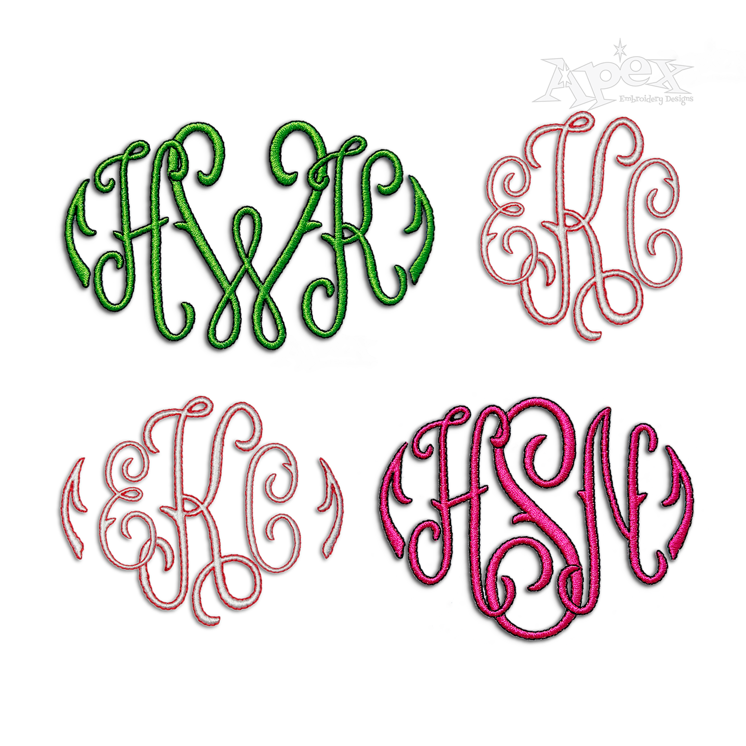 Mia Outline 2-Color Monogram Embroidery Font All