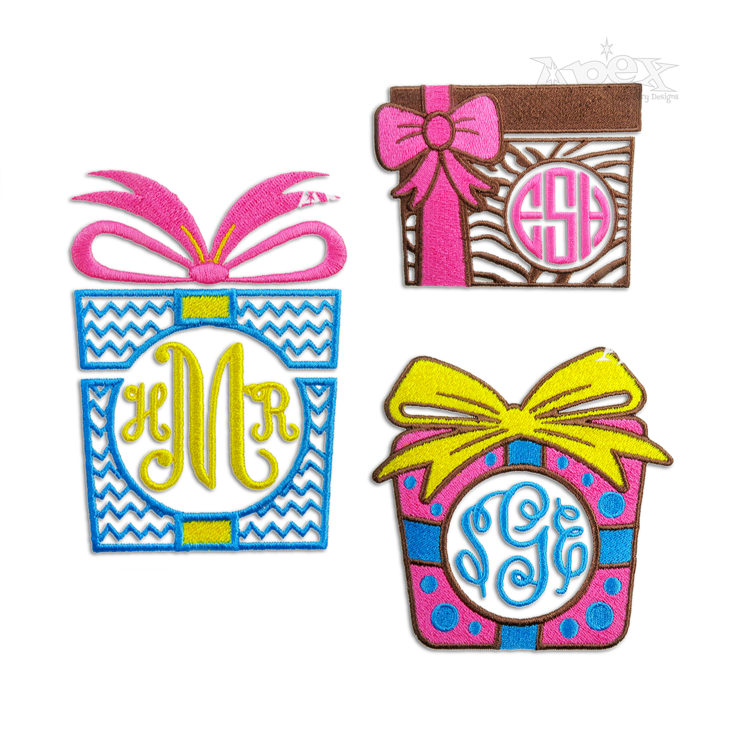 Monogram Gift Box Bundle Machine Embroidery Frame Design by Apex All
