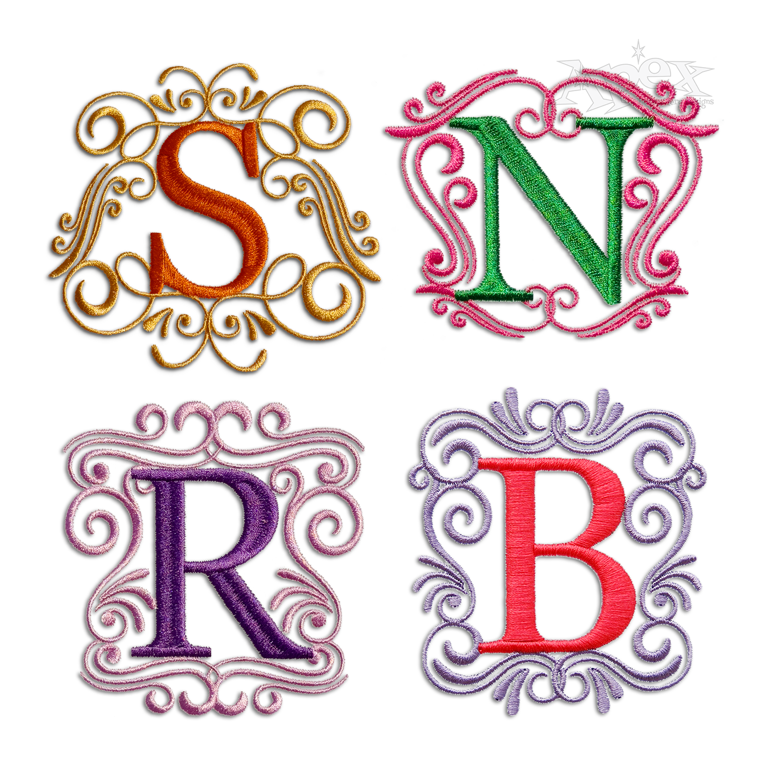 Ornate Frame Machine Embroidery Font by Apex All