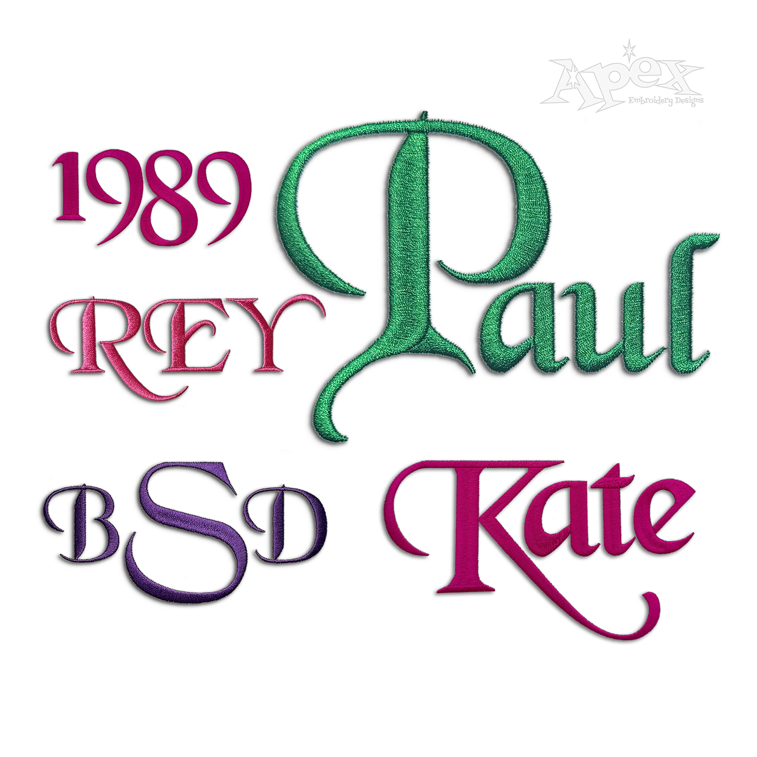 Pete Story Script Machine Embroidery Font by Apex All