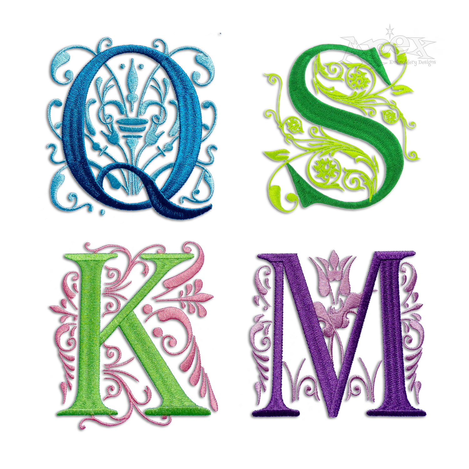 Regal Floral Monogram Machine Embroidery Font by Apex All