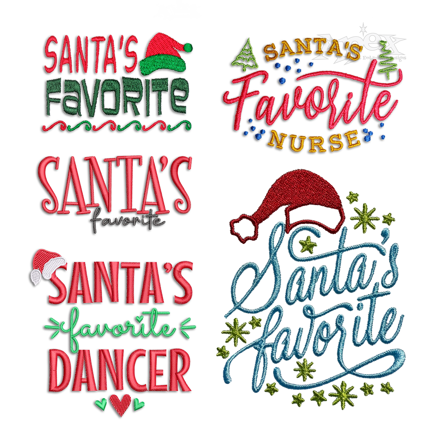 Santa's Favorite Machine Embroidery Designs Digitized by Apex All