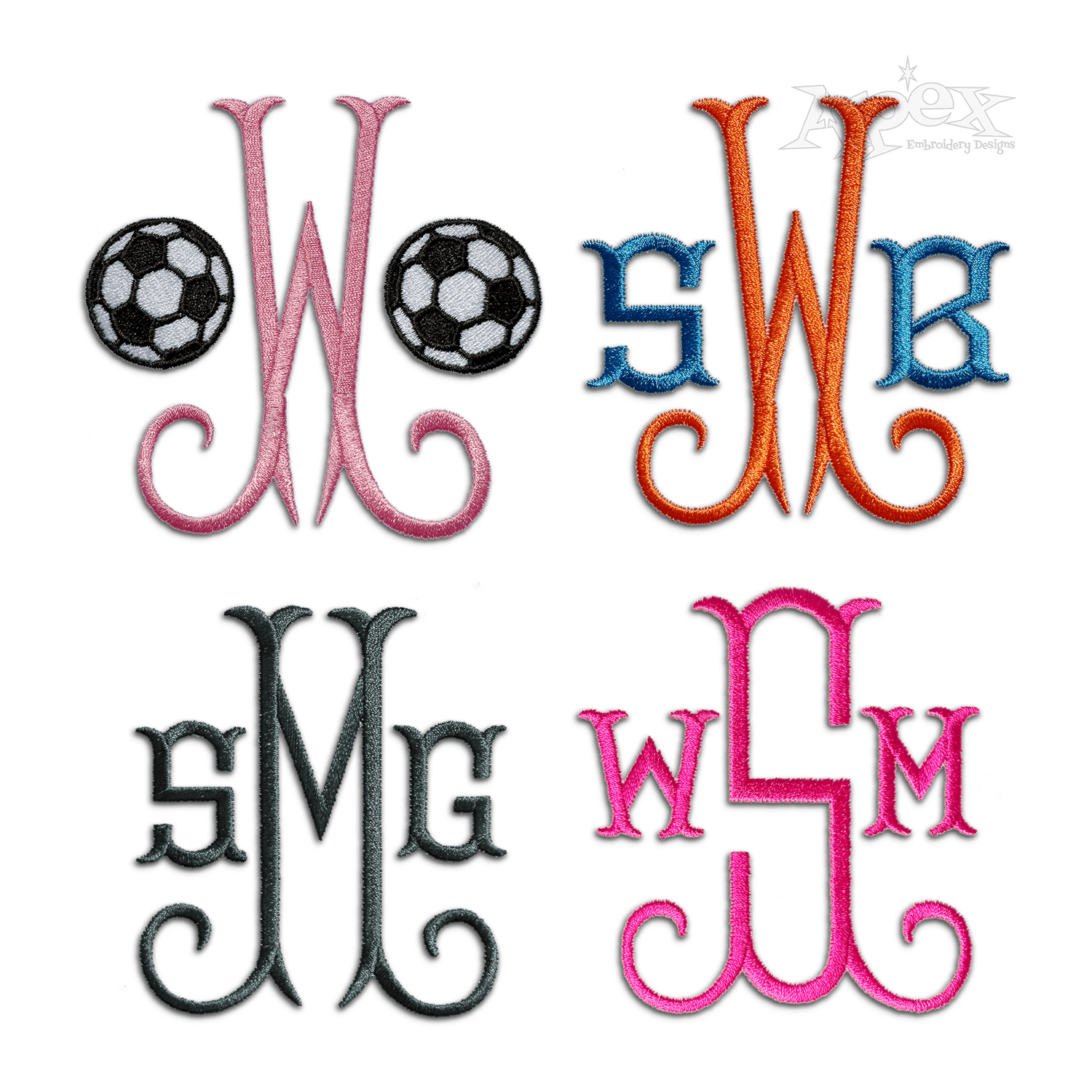 Shirley Monogram Machine Embroidery Font - Apex All