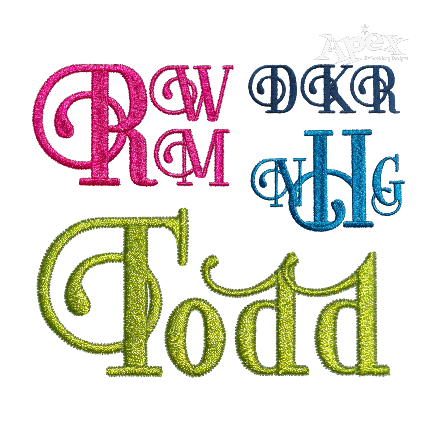 Swirly Art Deco Machine Embroidery Fonts by Apex All