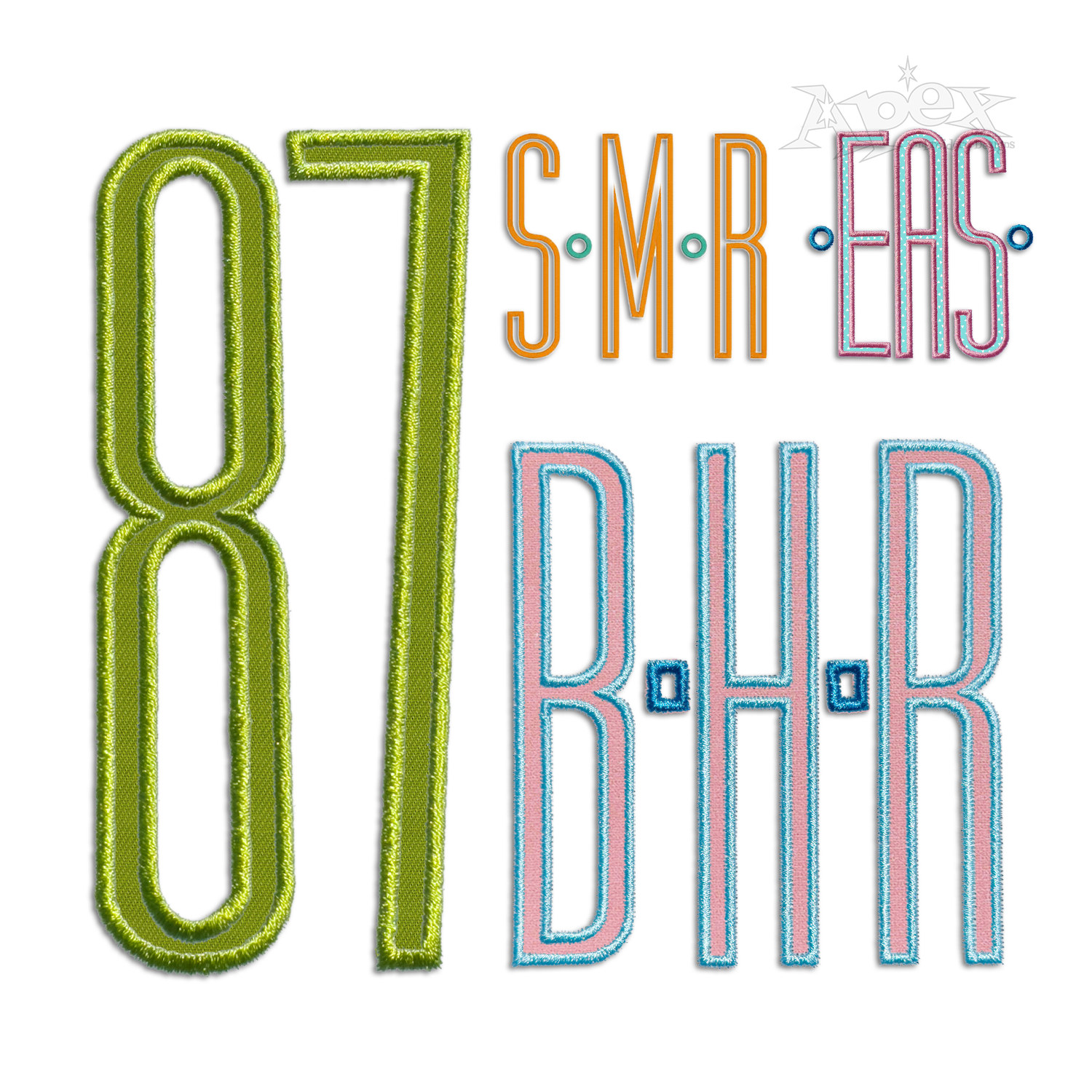 Tall Applique Machine Embroidery Font by Apex Digitized 