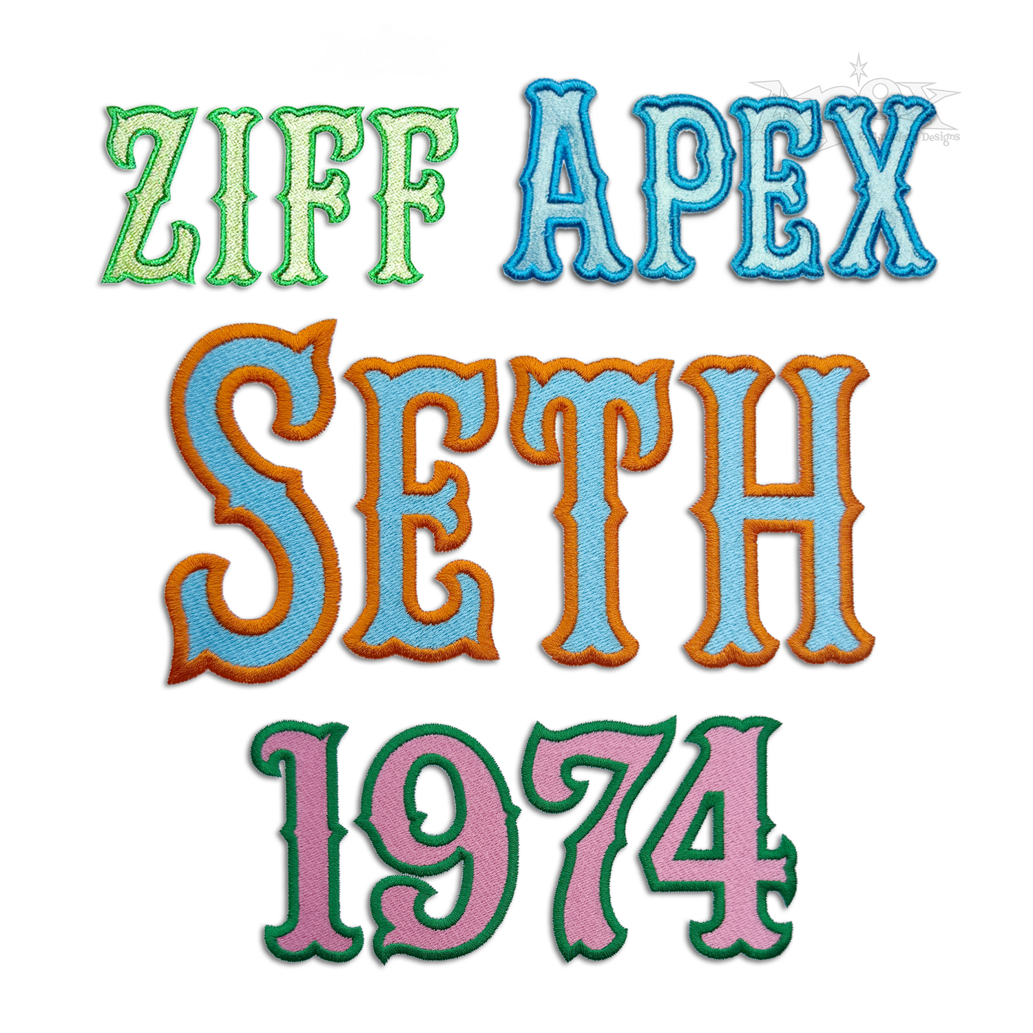 Tiffany Machine Embroidery Fonts by Apex all