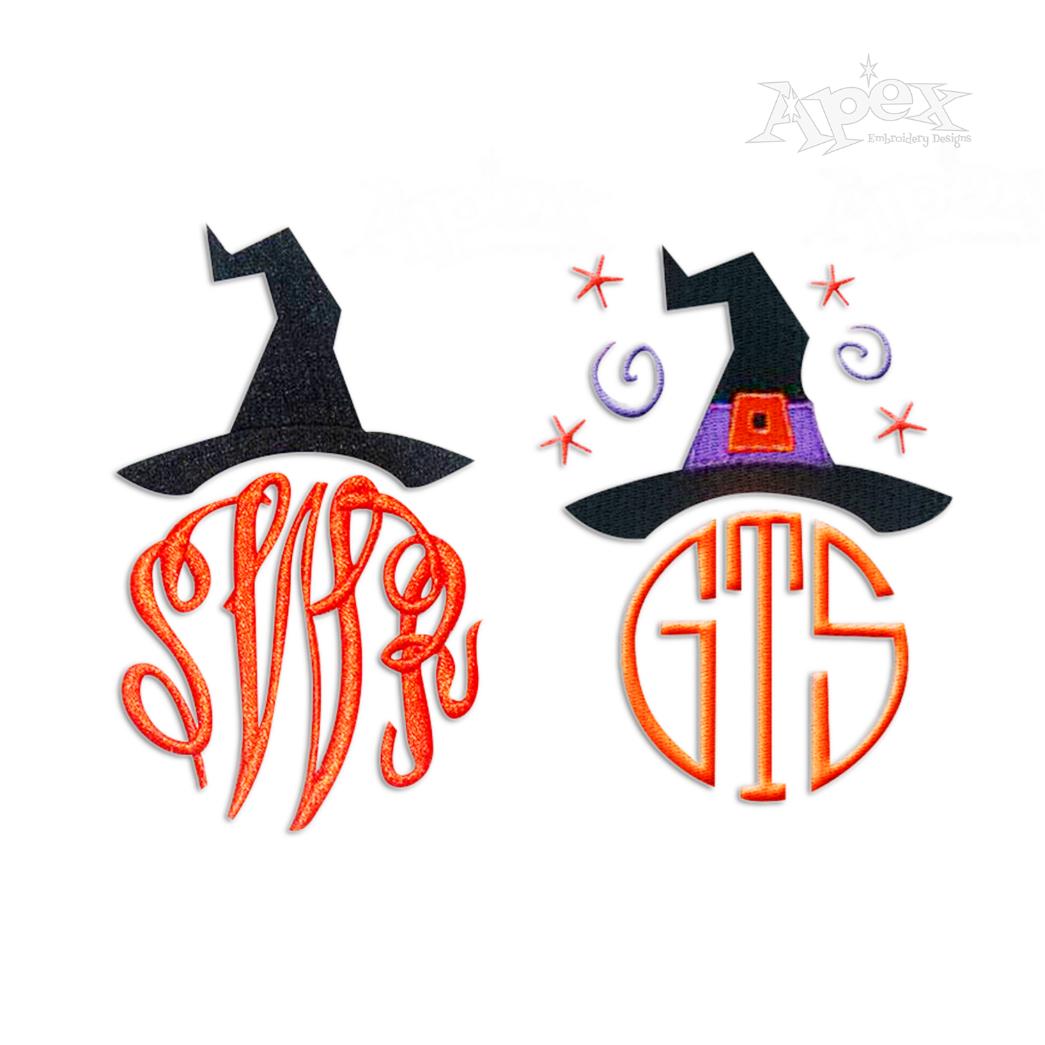 Witches Hat Monogram Design Frames Digitized