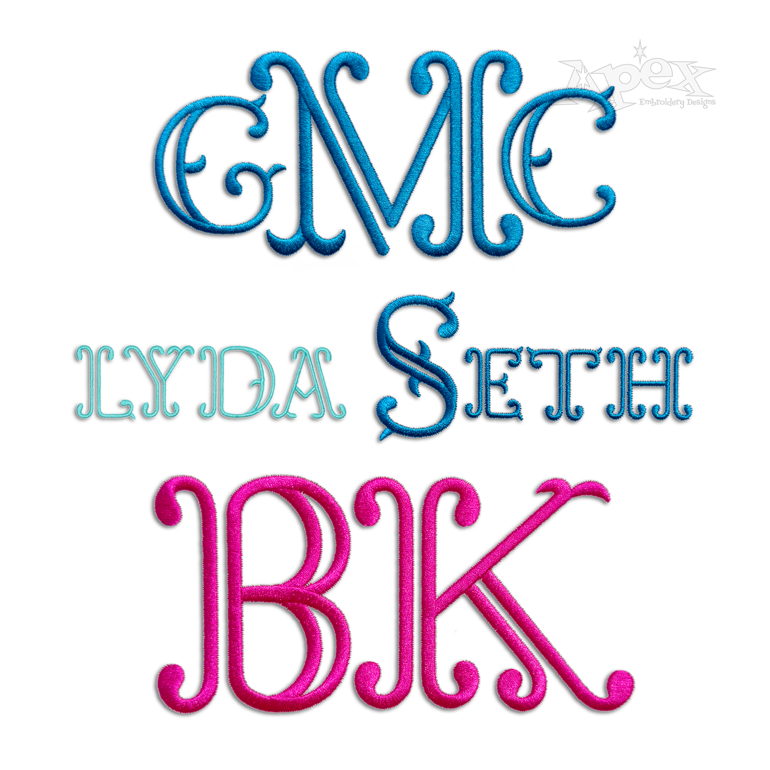 Lyda Machine Embroidery Font by Apex All