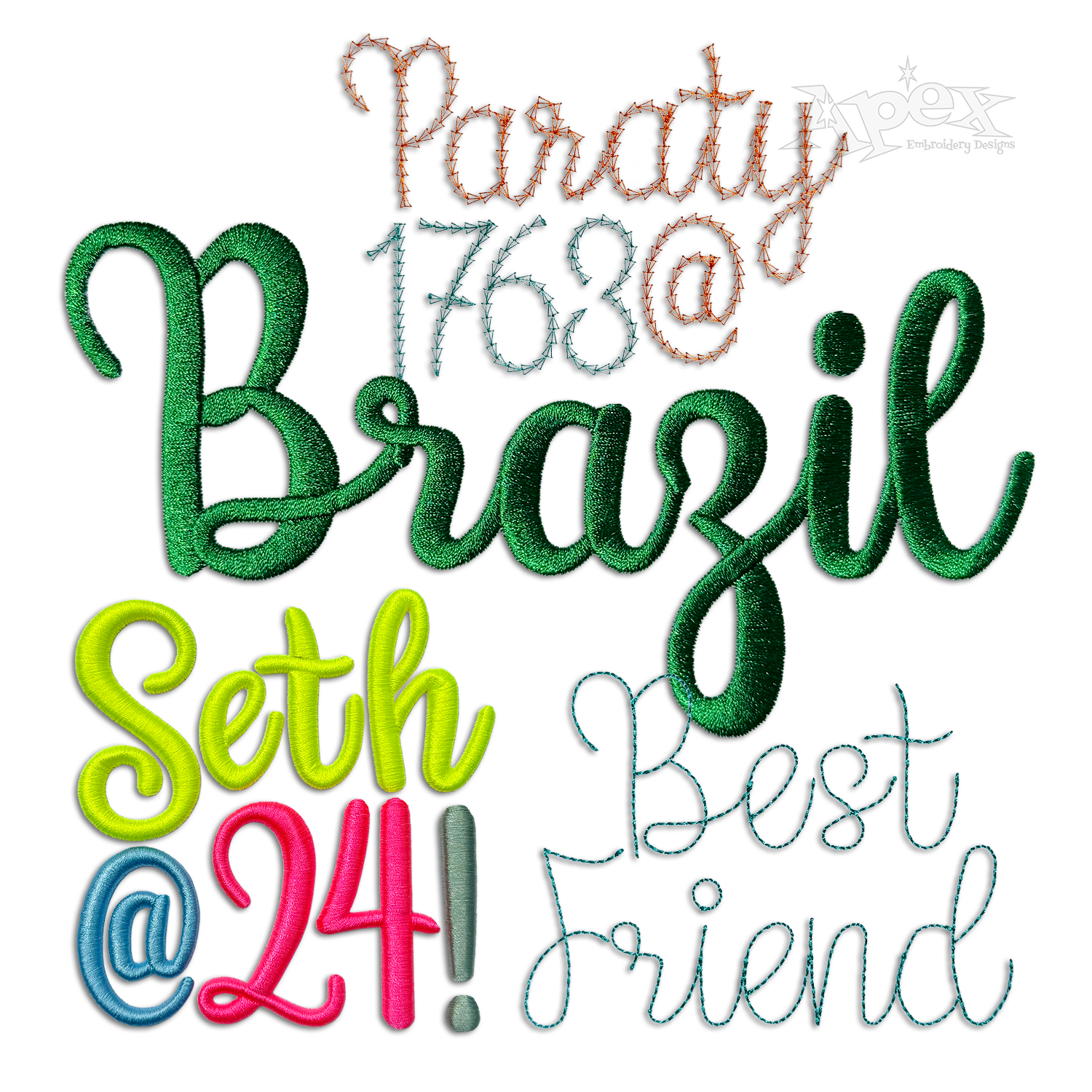 Lilac Script Regular 3D Puff Bean Chain Stitch Embroidery Font Bundle All