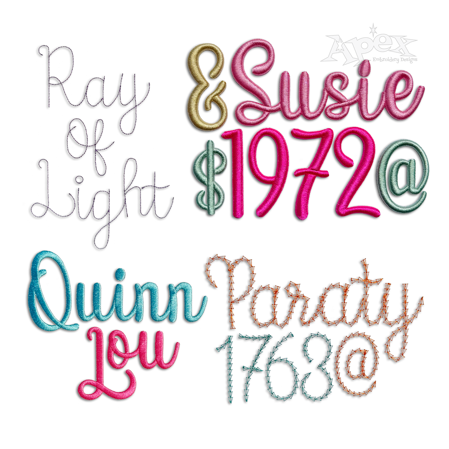 Molly Script Regular, 3D Puff & Chain Stitch Embroidery Font Alphabet All 1