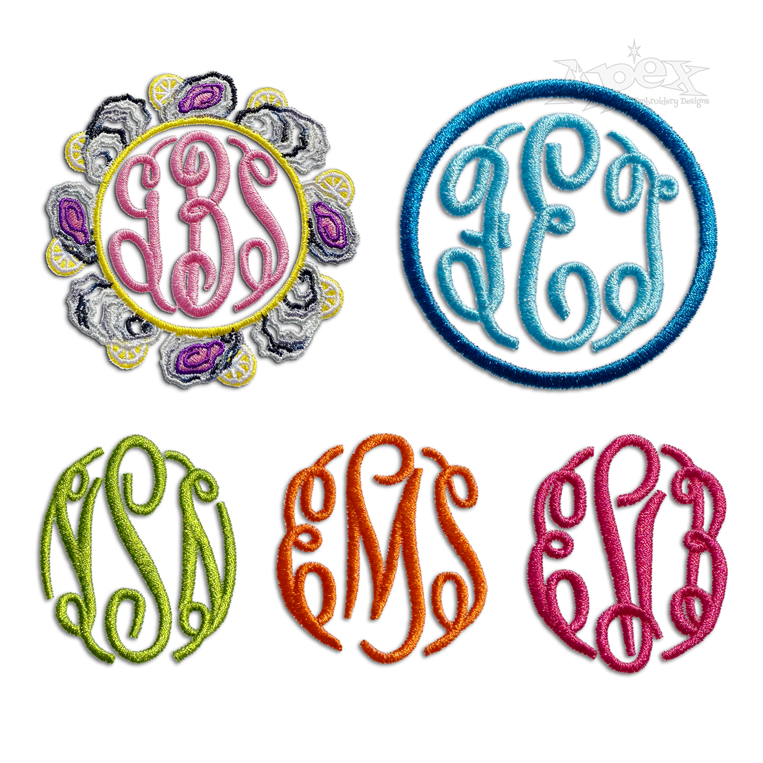 Apex Round Machine Embroidery Font by Apex all 3