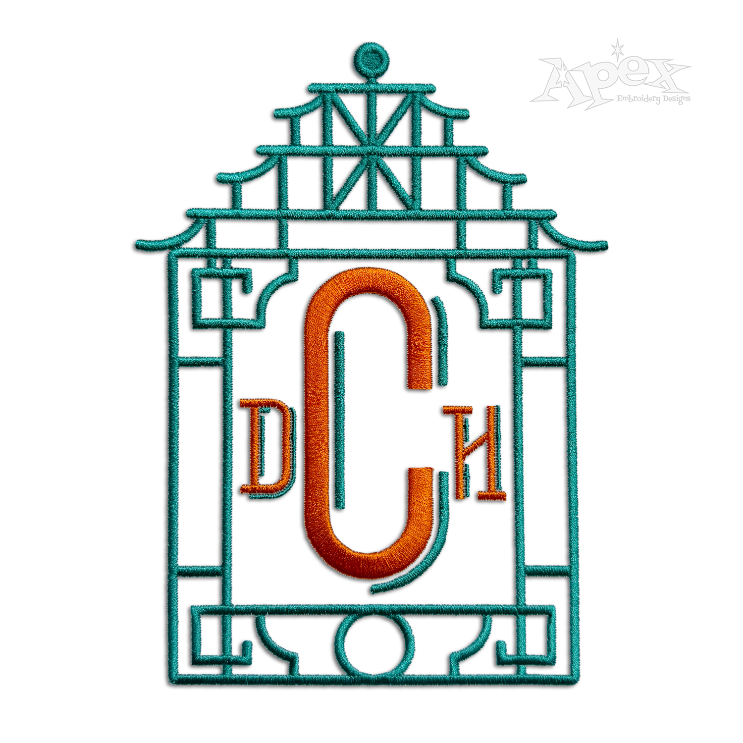 Pagoda Bamboo Style Frame Embroidery Design