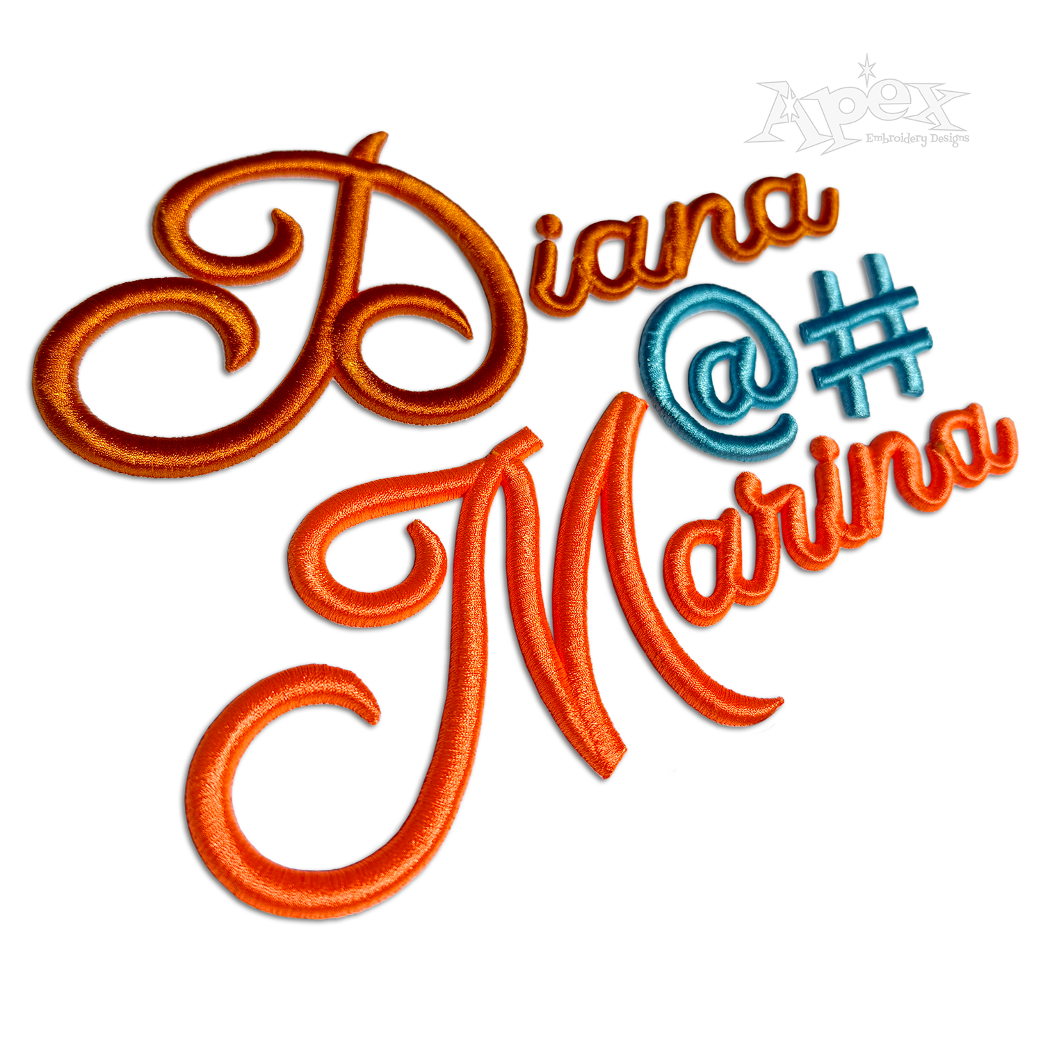 Bernard Script Regular 3D Puff Embroidery Font 2