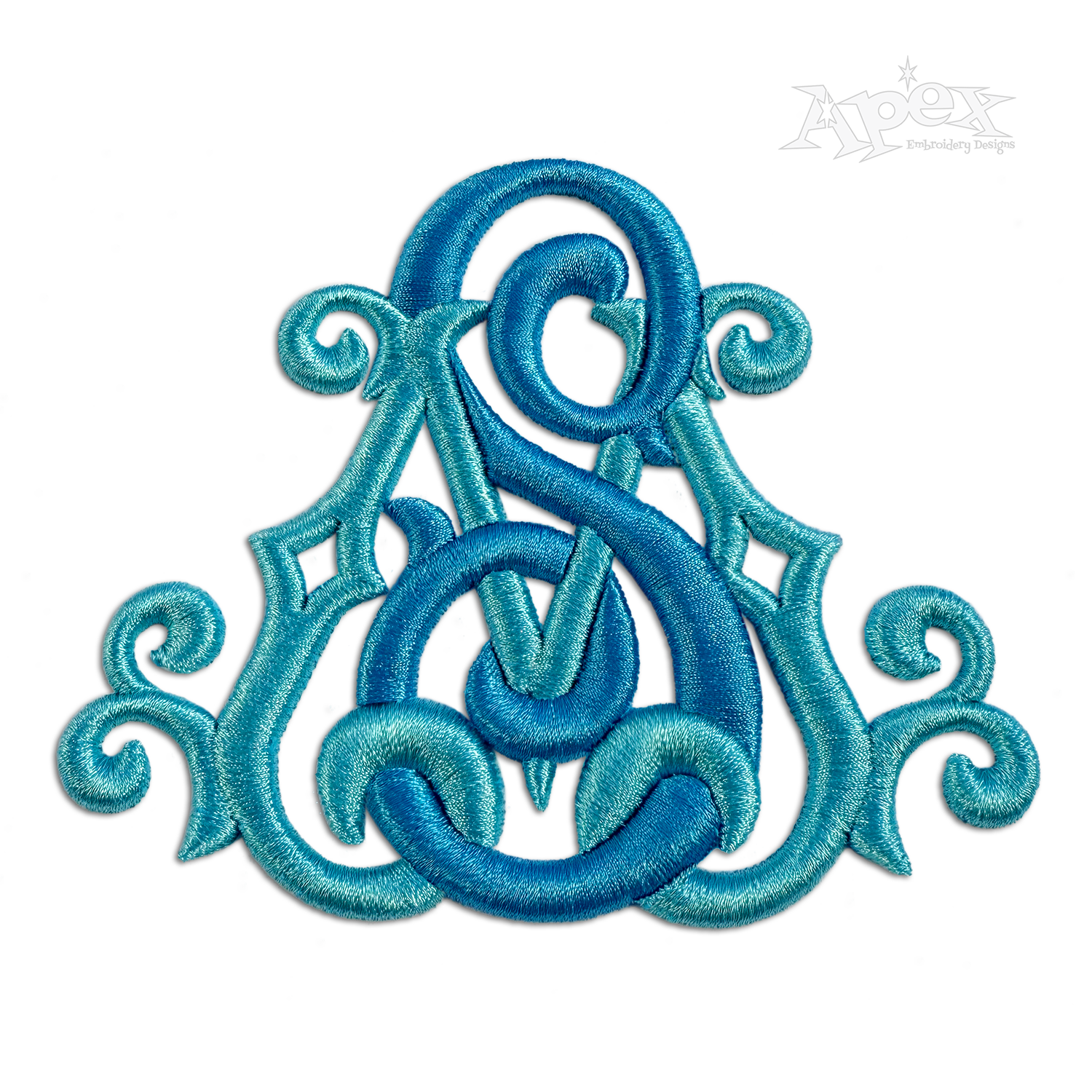 Bresia 2-letter Interlocking Monogram Machine Embroidery by Apex