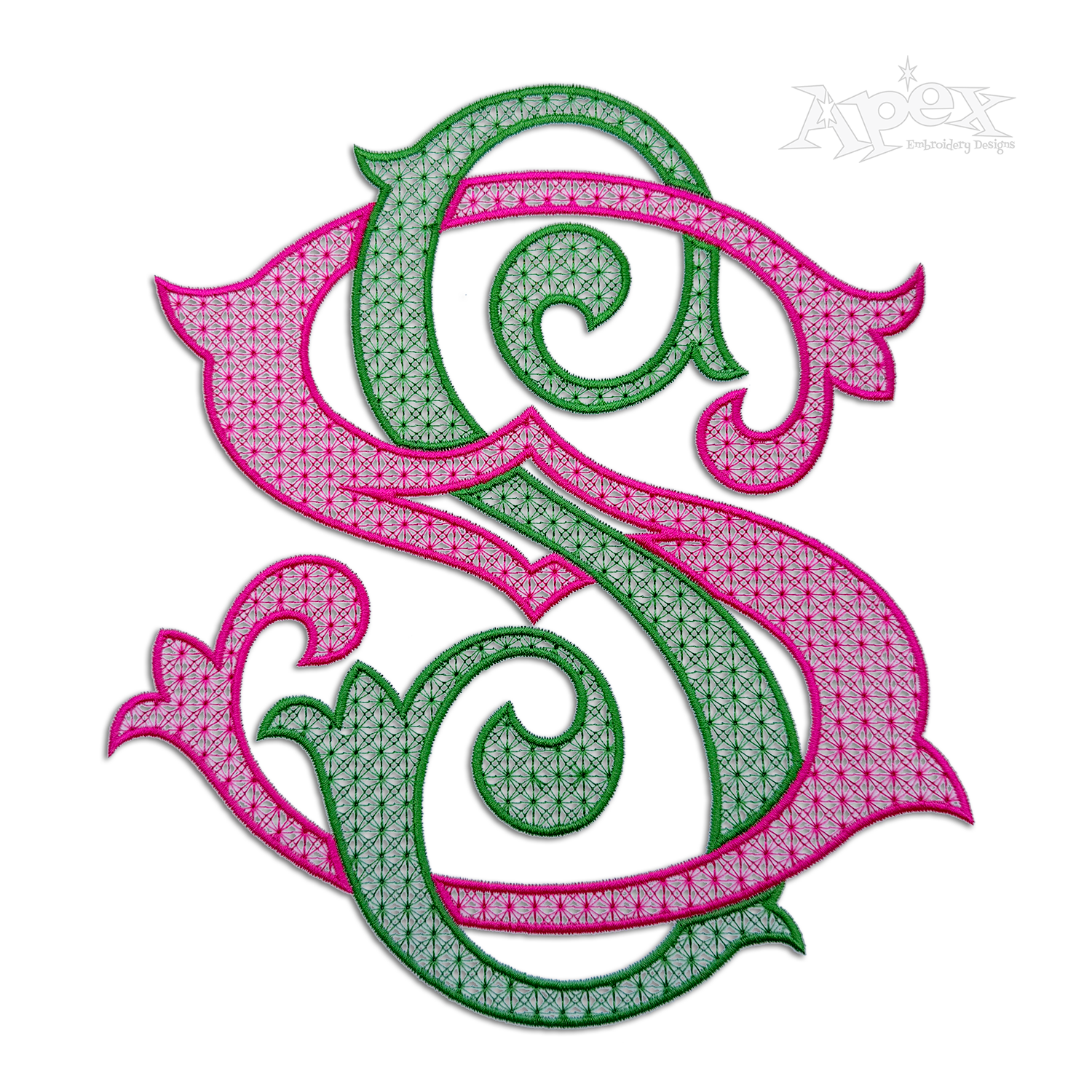 Bresia 2-letter Interlocking Monogram Machine Embroidery by Apex NYE