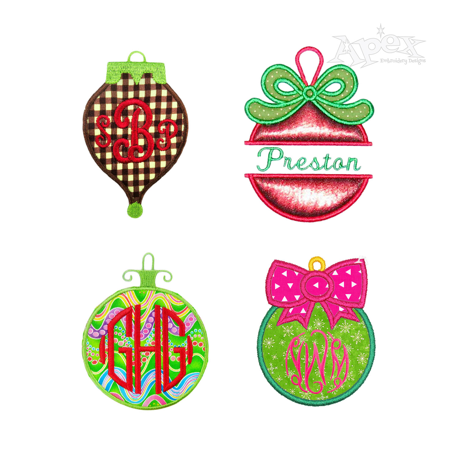 Christmas Bulb Applique Bundle Machine Embroidery Designs all